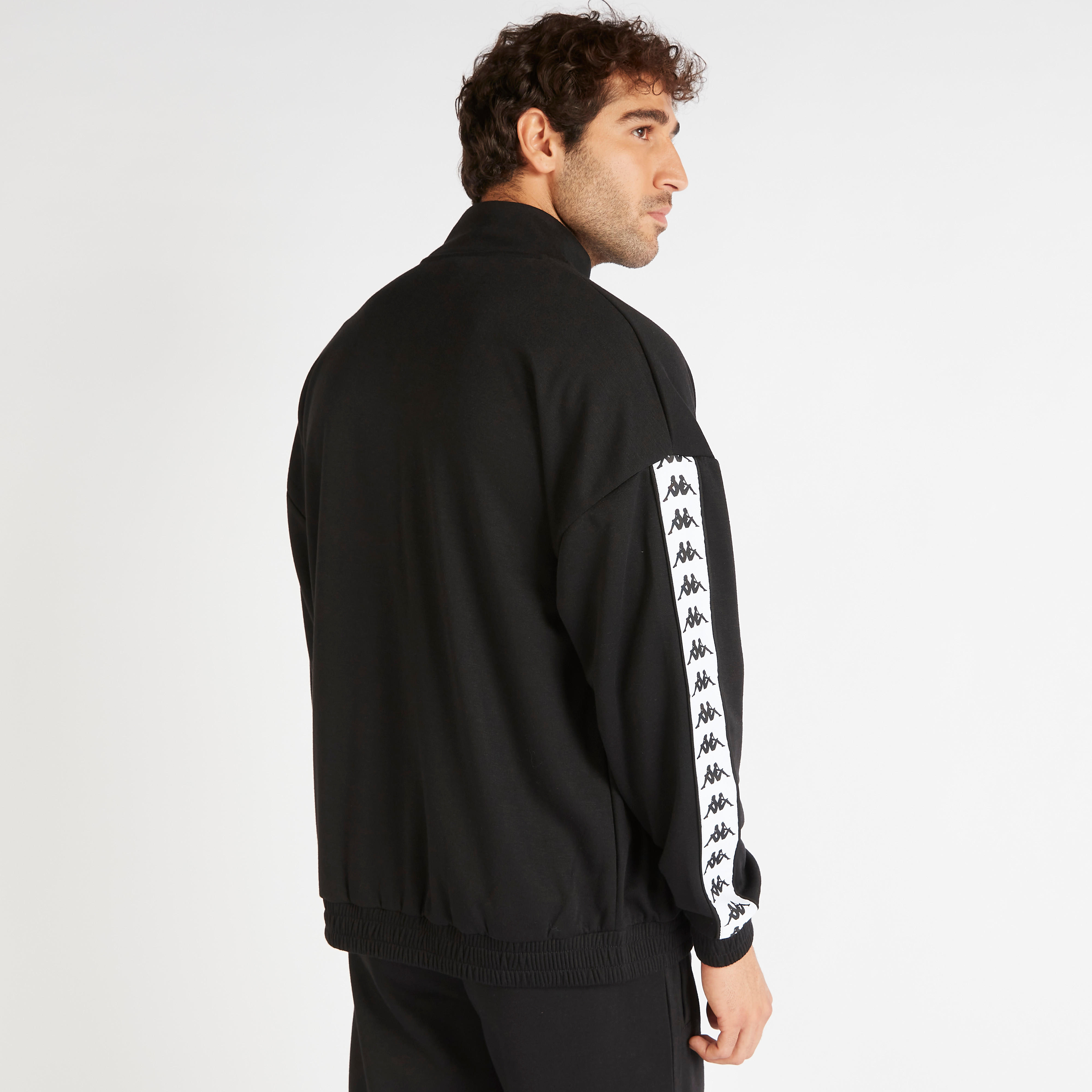 جاكيت مستدام بطبعات شعار بسحّاب وتفاصيل شريط وأكمام طويلة من كابا-men-clothing-jacketsandblazers-jackets-image-5