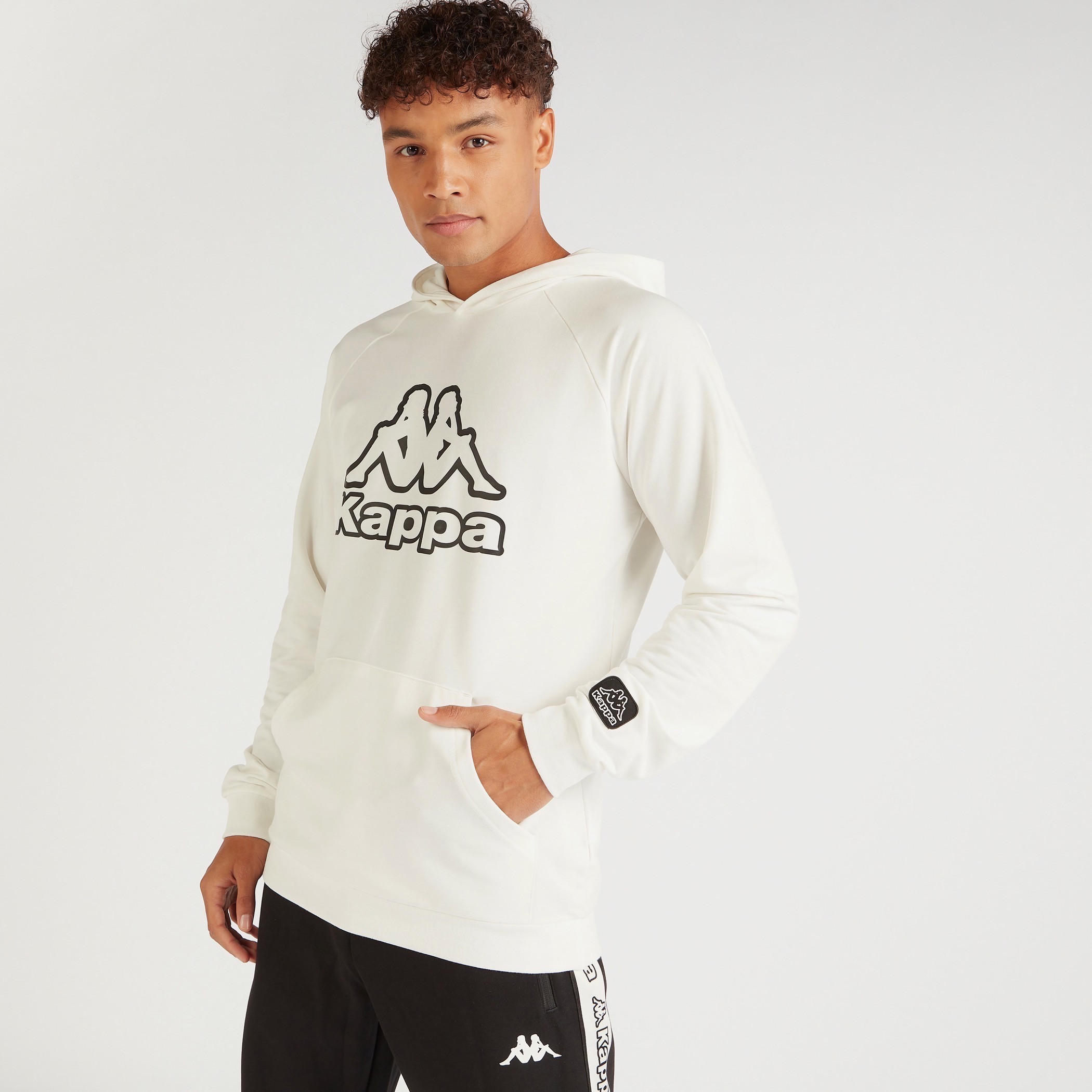 Kappa Printed Sweatshirt with Hood and Kangaroo Pocket-men-winterwear-hoodiesandsweatshirts-image-1