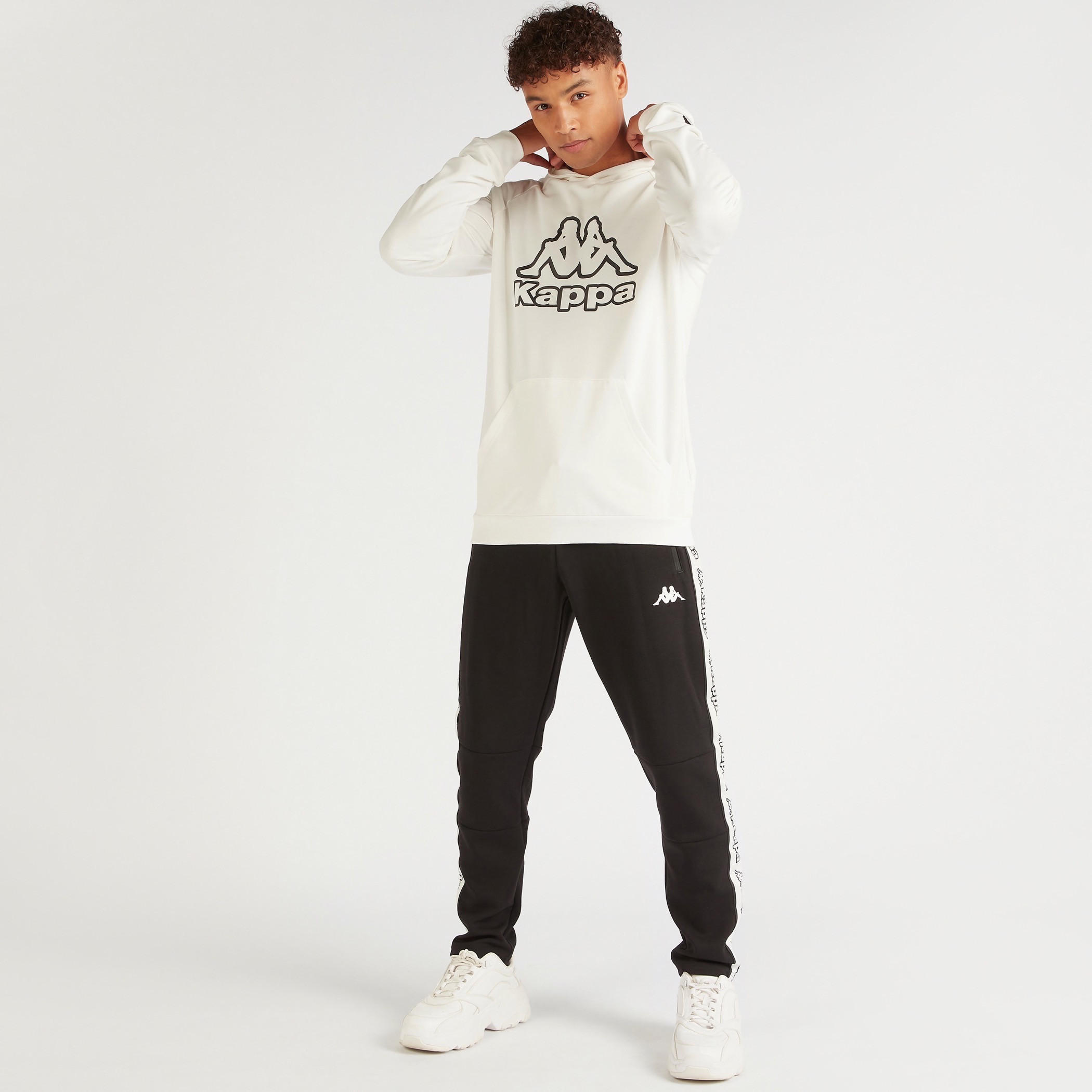 Kappa Printed Sweatshirt with Hood and Kangaroo Pocket-men-winterwear-hoodiesandsweatshirts-image-2