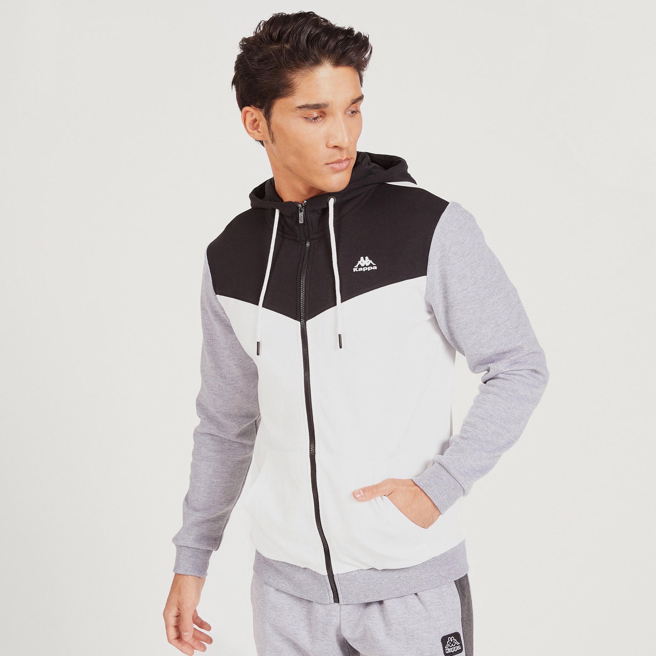 Kappa Colourblock Zip Through Jacket with Pockets and Hood-men-winterwear-hoodiesandsweatshirts-image-1
