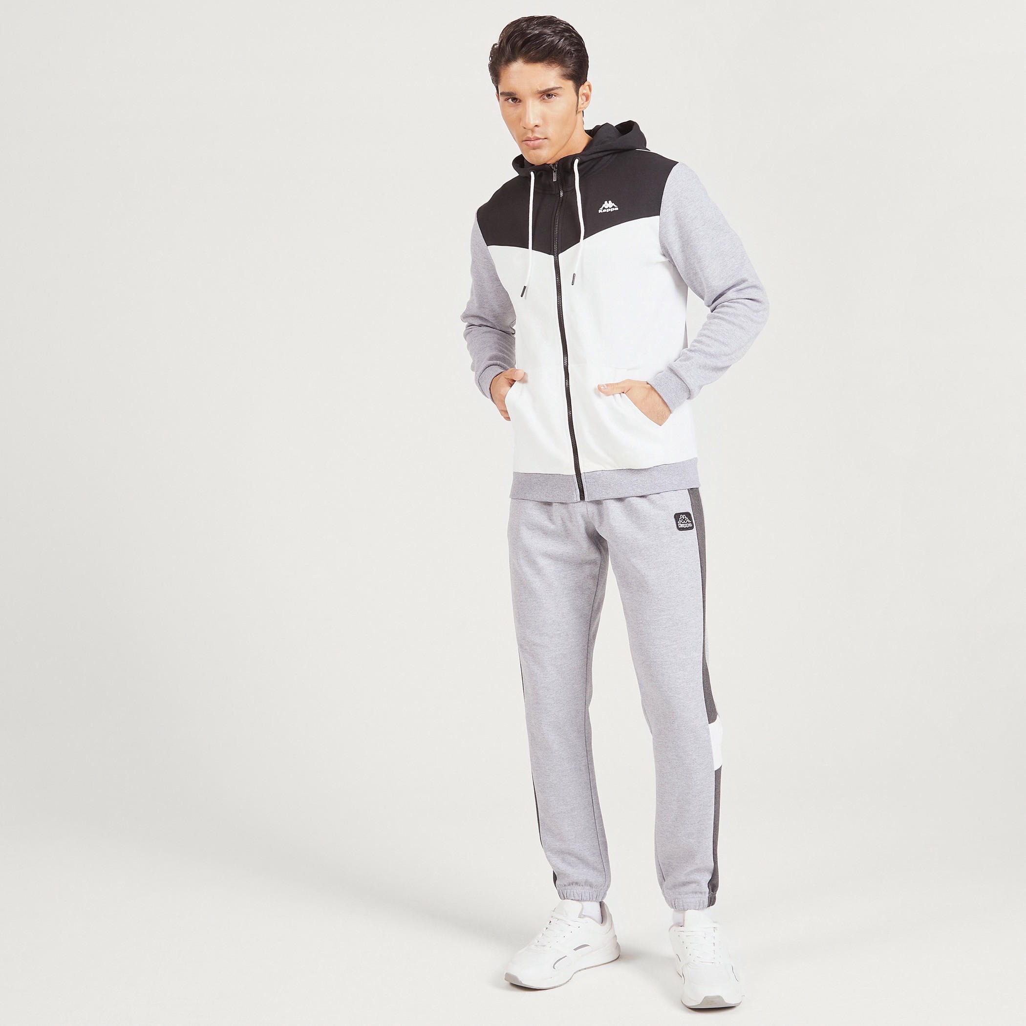 جاكيت كتل ملوّنة بسحّاب وقبّعة وأكمام طويلة وجيوب من كابا-men-winterwear-hoodiesandsweatshirts-image-2