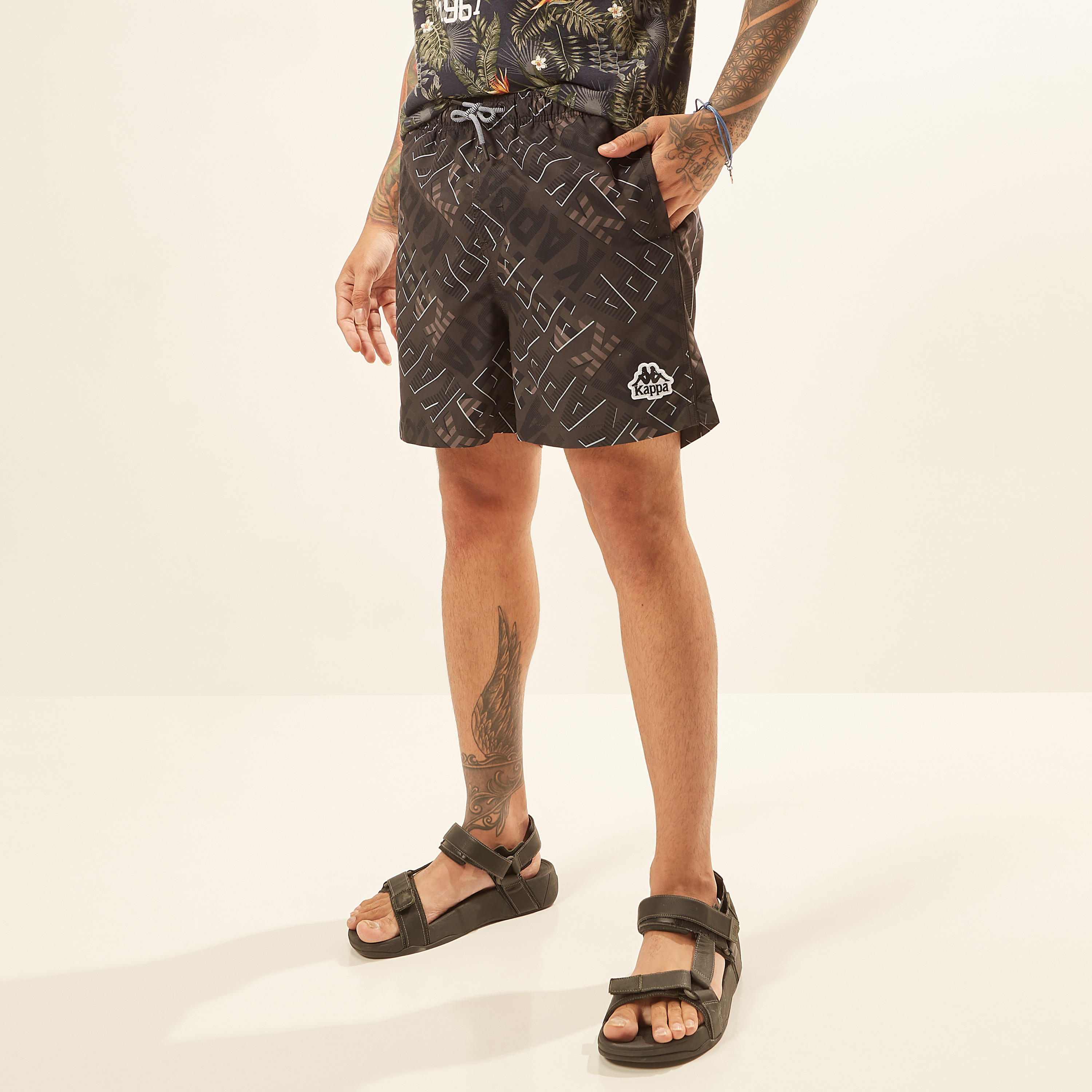 Kappa All Over Print Shorts with Drawstring Closure and Pockets-men-clothing-sportswearandactivewear-bottoms-image-1