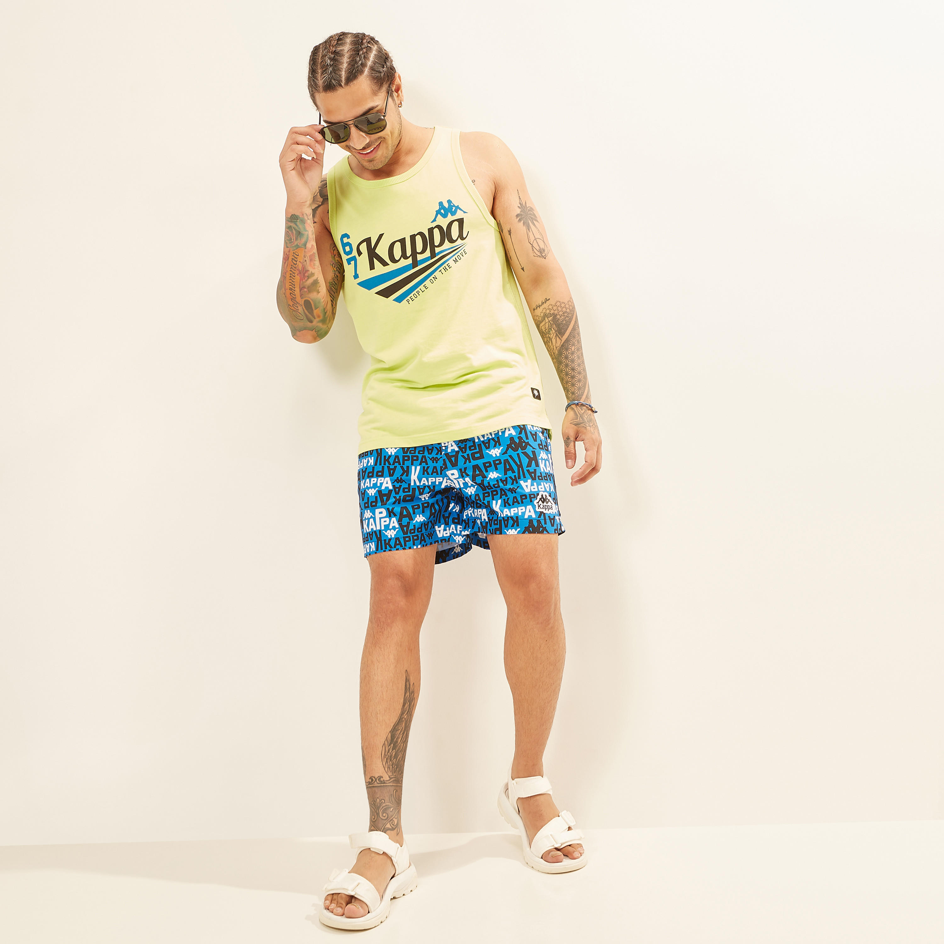 Kappa All Over Print Shorts with Drawstring Closure and Pockets-men-clothing-sportswearandactivewear-bottoms-image-1