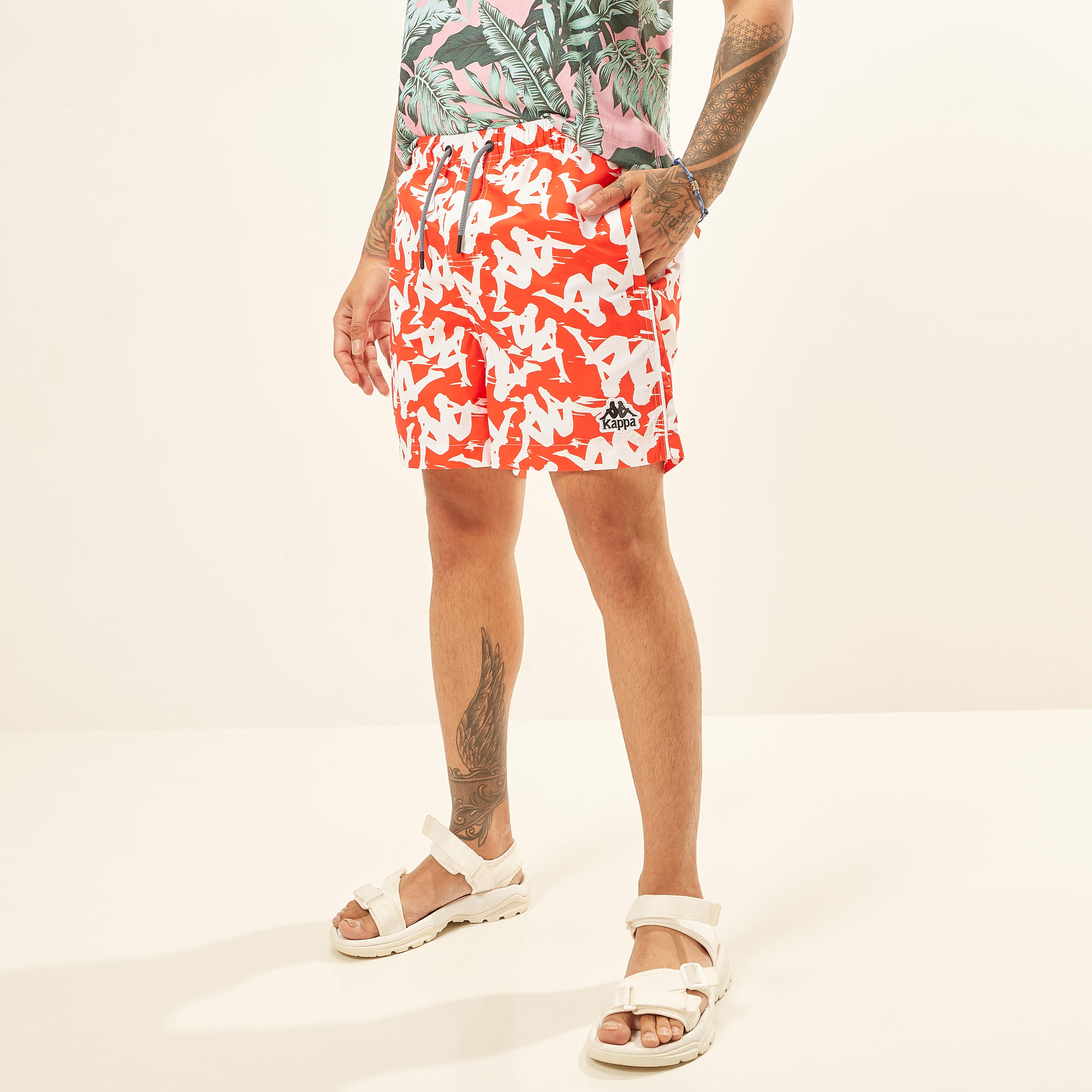 Kappa All Over Print Shorts with Drawstring Closure and Pockets-men-clothing-sportswearandactivewear-bottoms-image-1