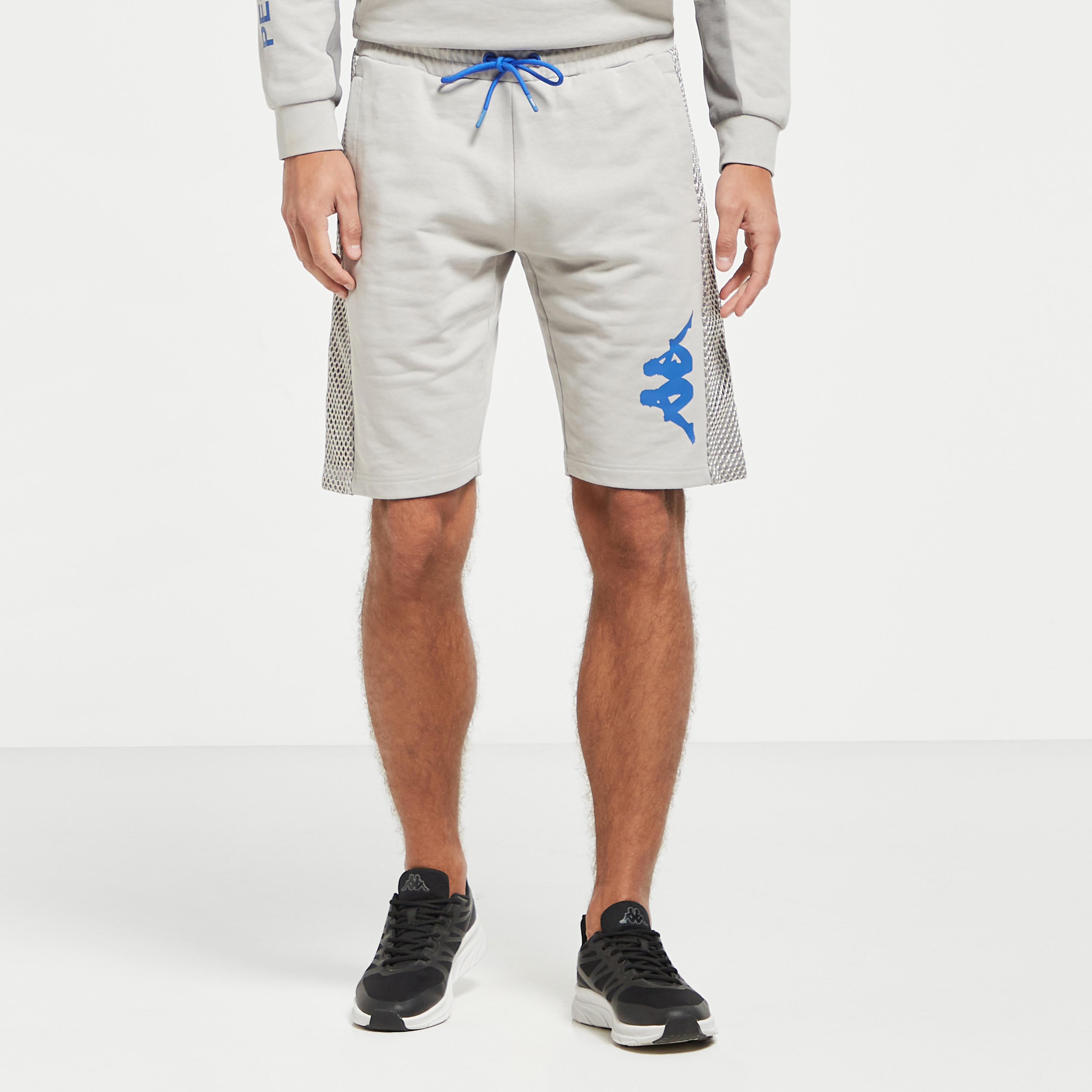 Kappa Logo Print Shorts with Mesh Panel and Drawstring Closure-men-clothing-bottoms-shorts-image-1
