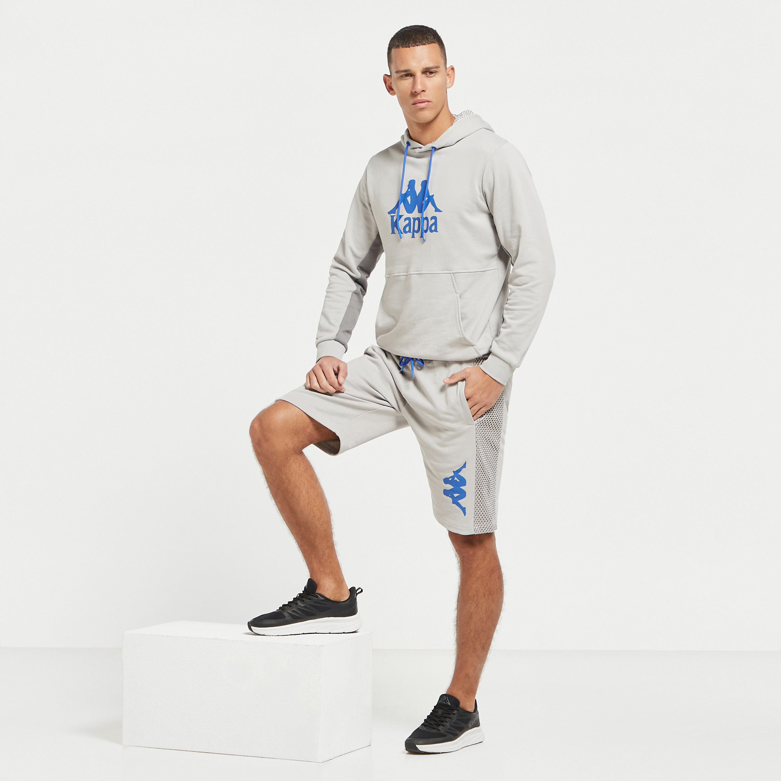 Kappa Logo Print Shorts with Mesh Panel and Drawstring Closure-men-clothing-bottoms-shorts-image-2