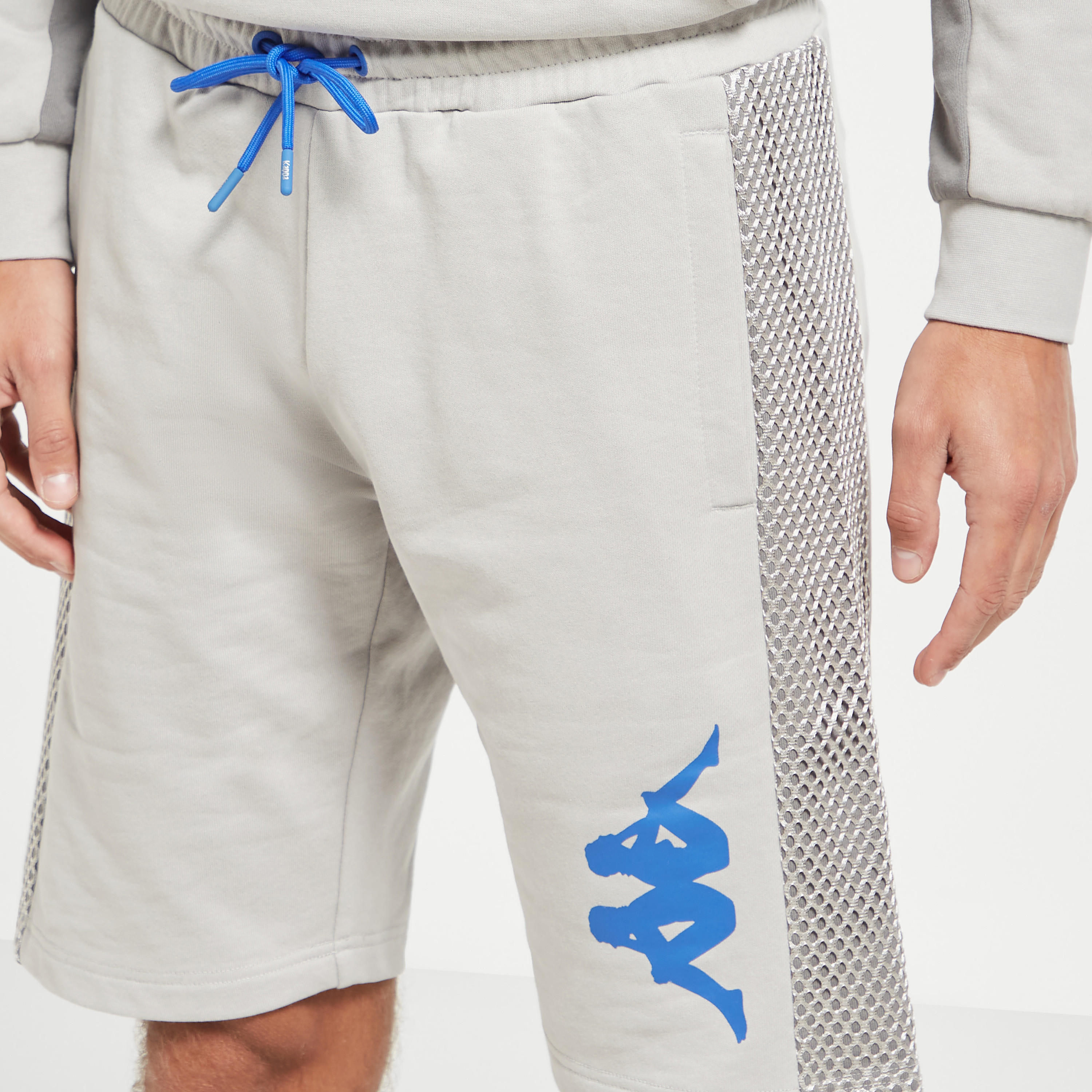 Kappa Logo Print Shorts with Mesh Panel and Drawstring Closure-men-clothing-bottoms-shorts-image-4