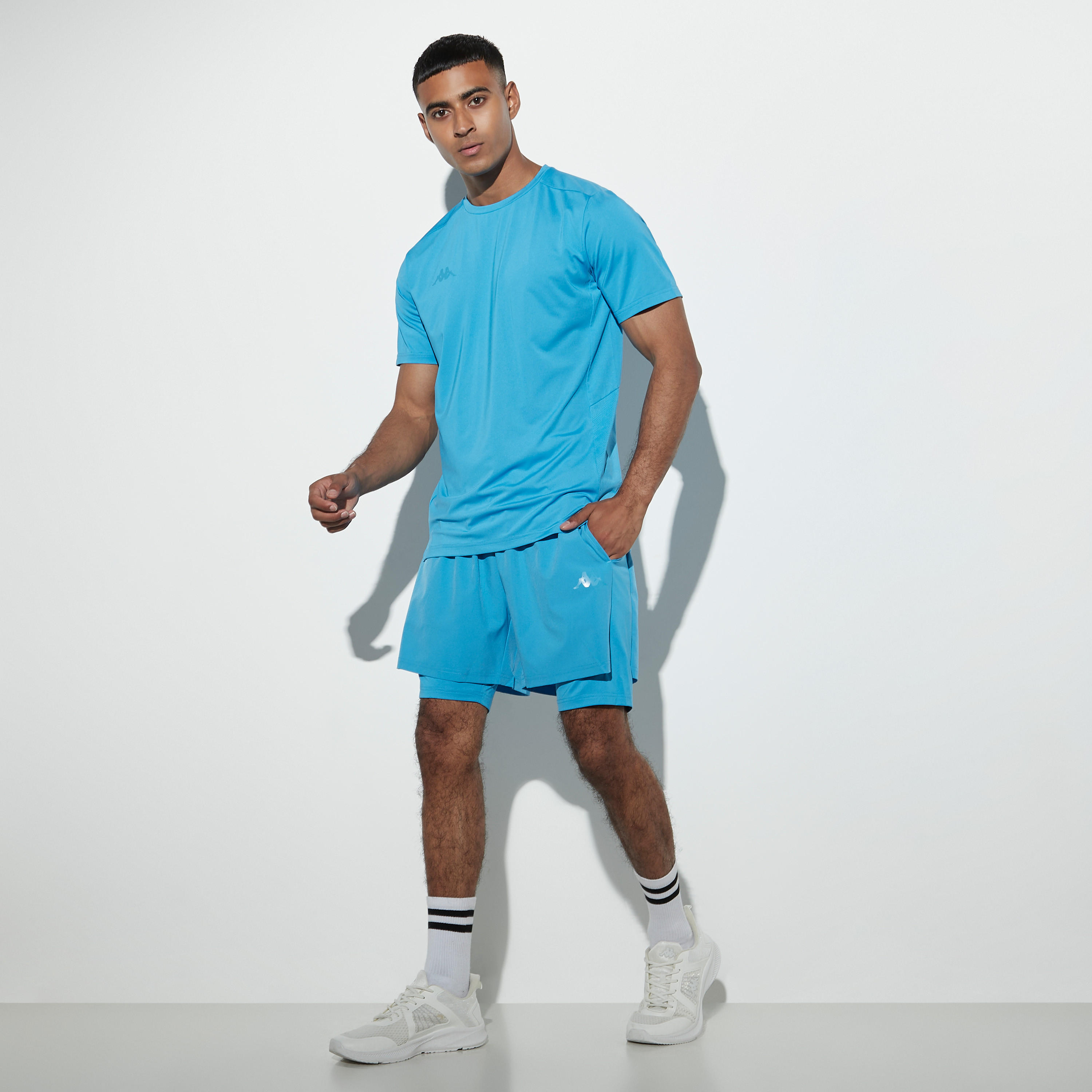 شورت تدريب سادة مع حزام مطاطي من كابا-men-clothing-bottoms-shorts-image-2