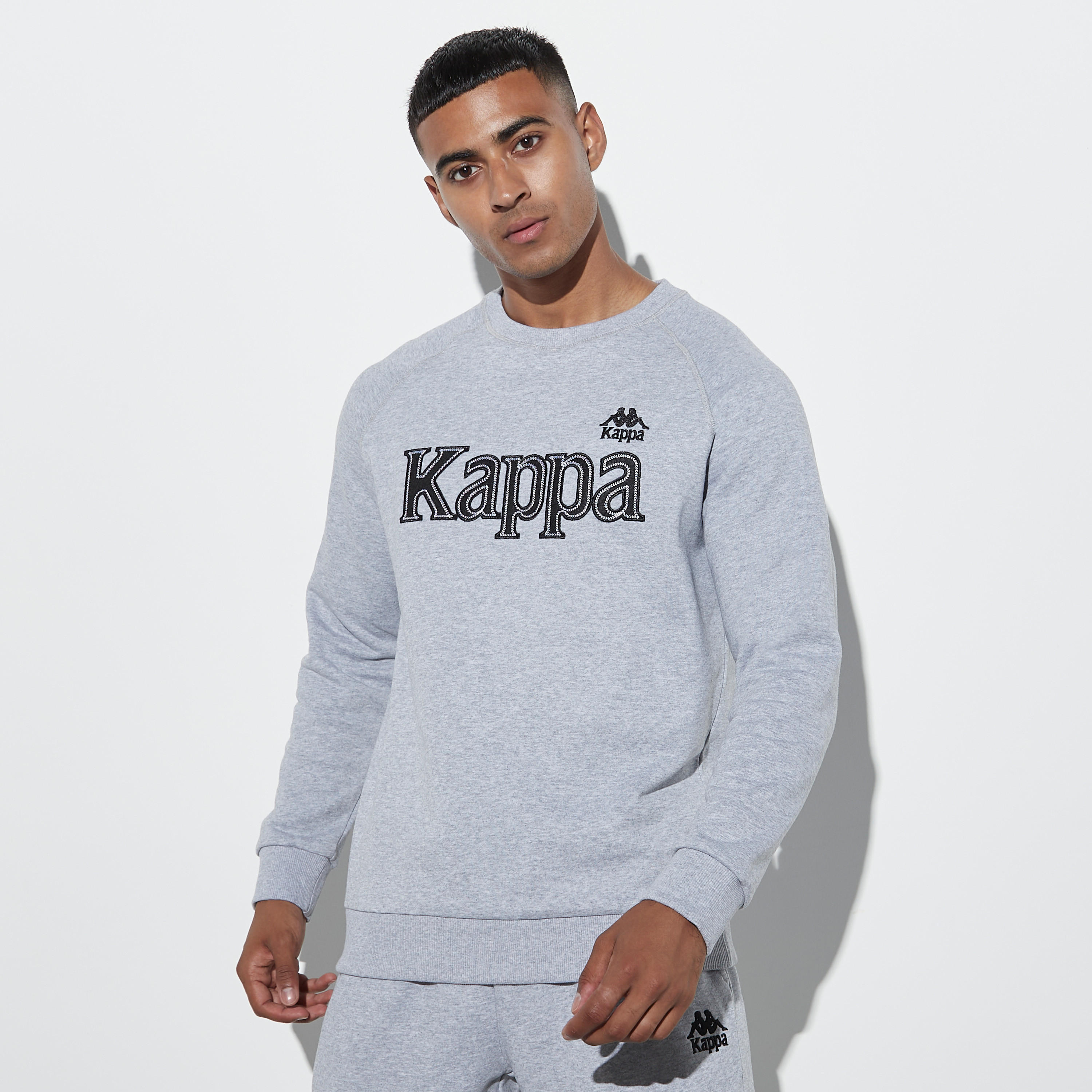 Kappa Logo Embroidered Sweatshirt with Crew Neck and Raglan Sleeves-men-winterwear-hoodiesandsweatshirts-image-1