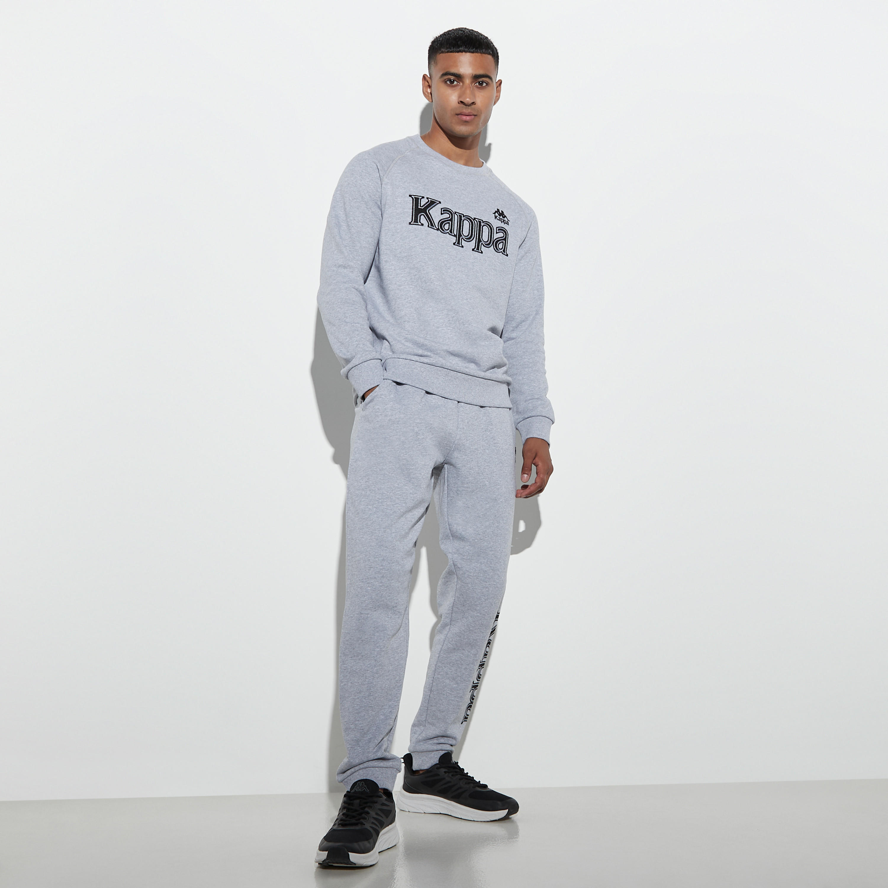 Kappa Logo Embroidered Sweatshirt with Crew Neck and Raglan Sleeves-men-winterwear-hoodiesandsweatshirts-image-2