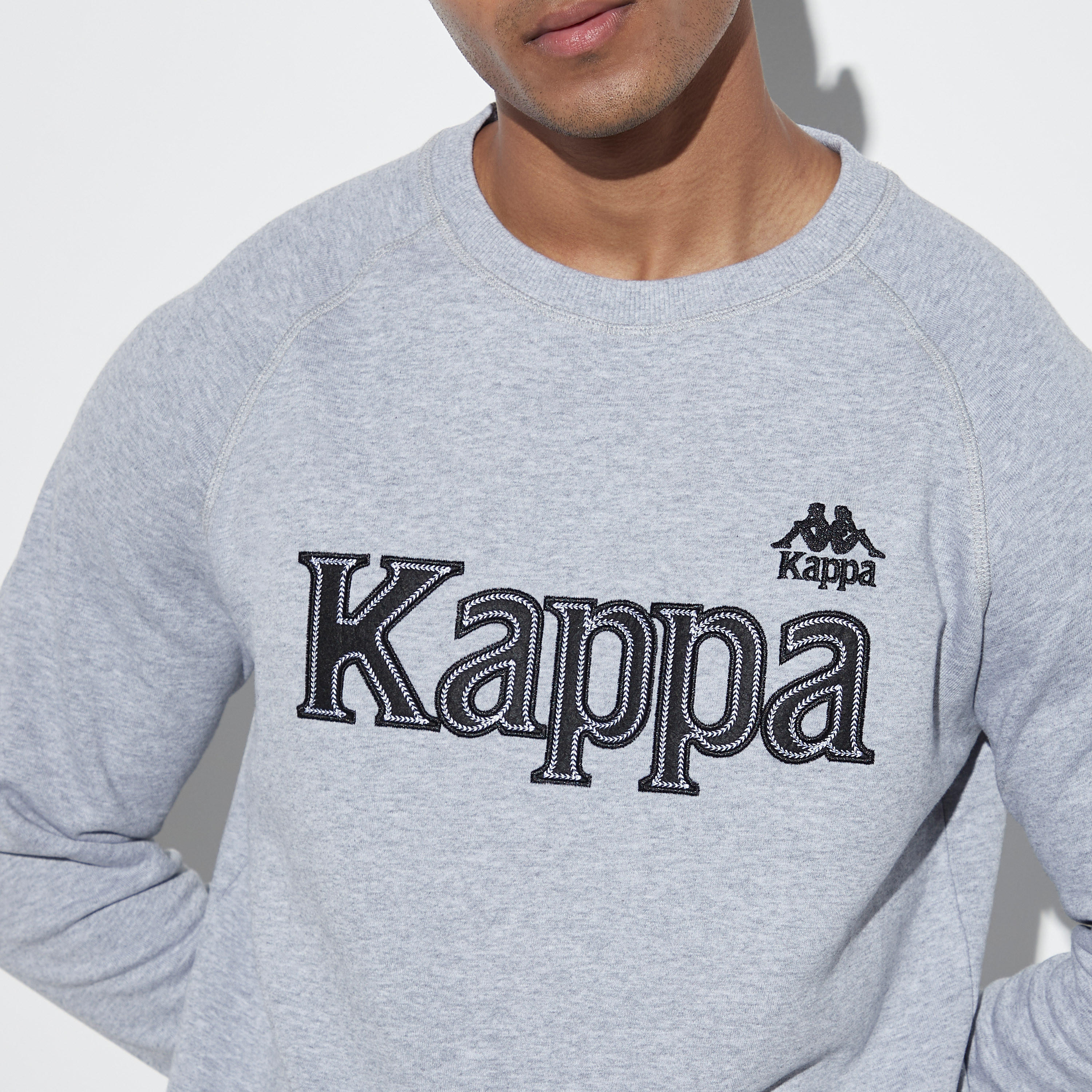 Kappa Logo Embroidered Sweatshirt with Crew Neck and Raglan Sleeves-men-winterwear-hoodiesandsweatshirts-image-4