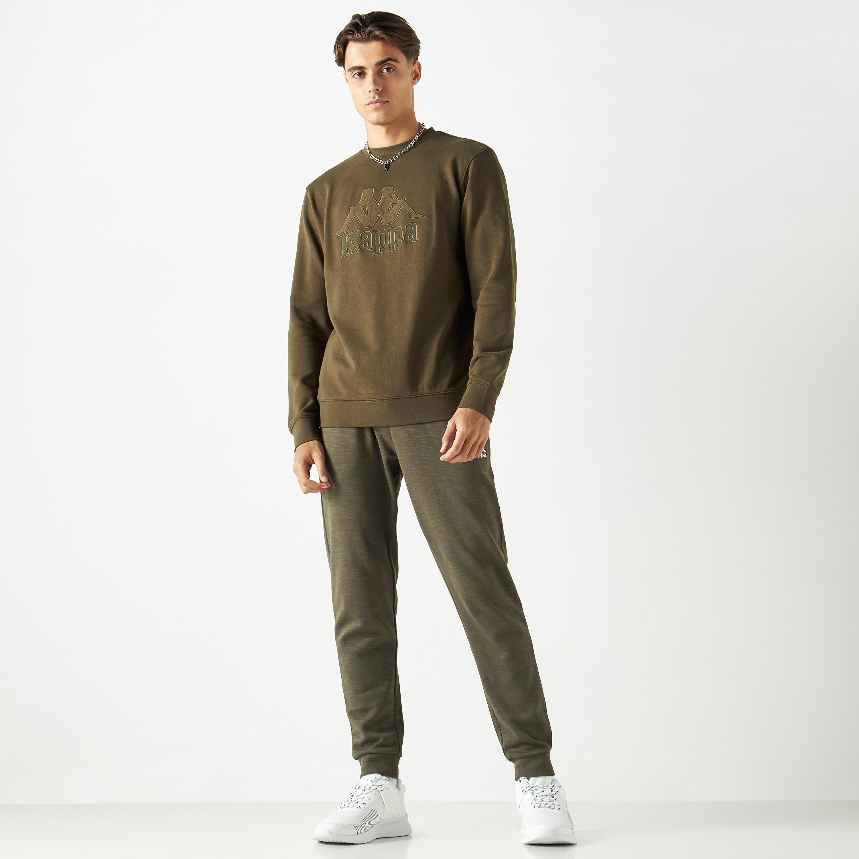Kappa Logo Detail Sweatshirt with Crew Neck and Long Sleeves-men-winterwear-hoodiesandsweatshirts-image-2