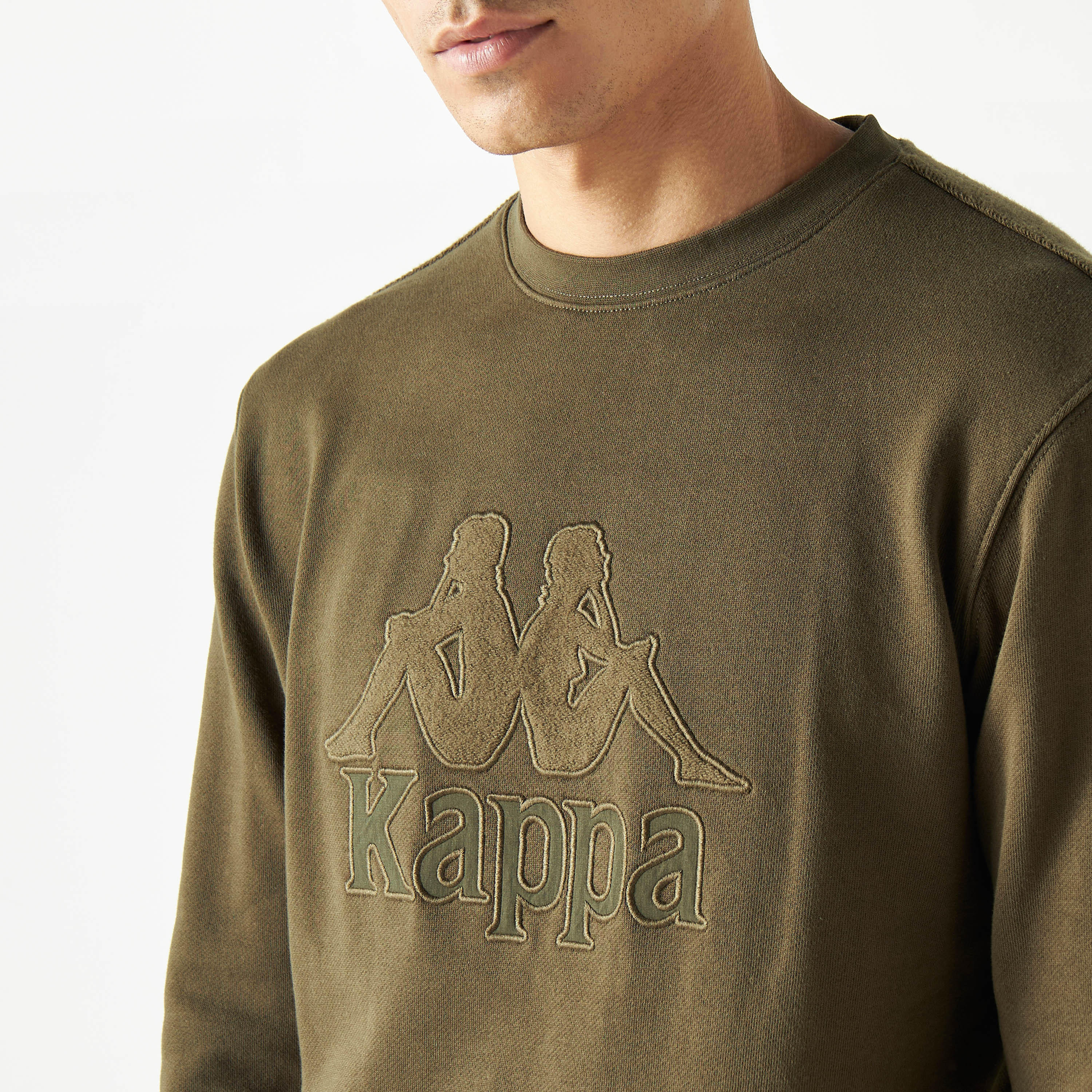 Kappa Logo Detail Sweatshirt with Crew Neck and Long Sleeves-men-winterwear-hoodiesandsweatshirts-image-4