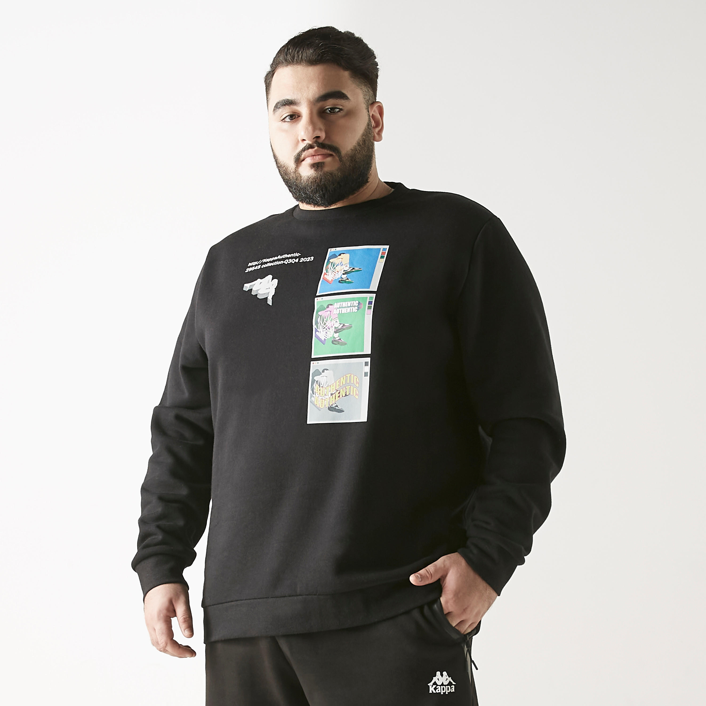 سويت شيرت بياقة ضيقة وأكمام طويلة وطبعات شعار من كابا-men-winterwear-hoodiesandsweatshirts-image-2