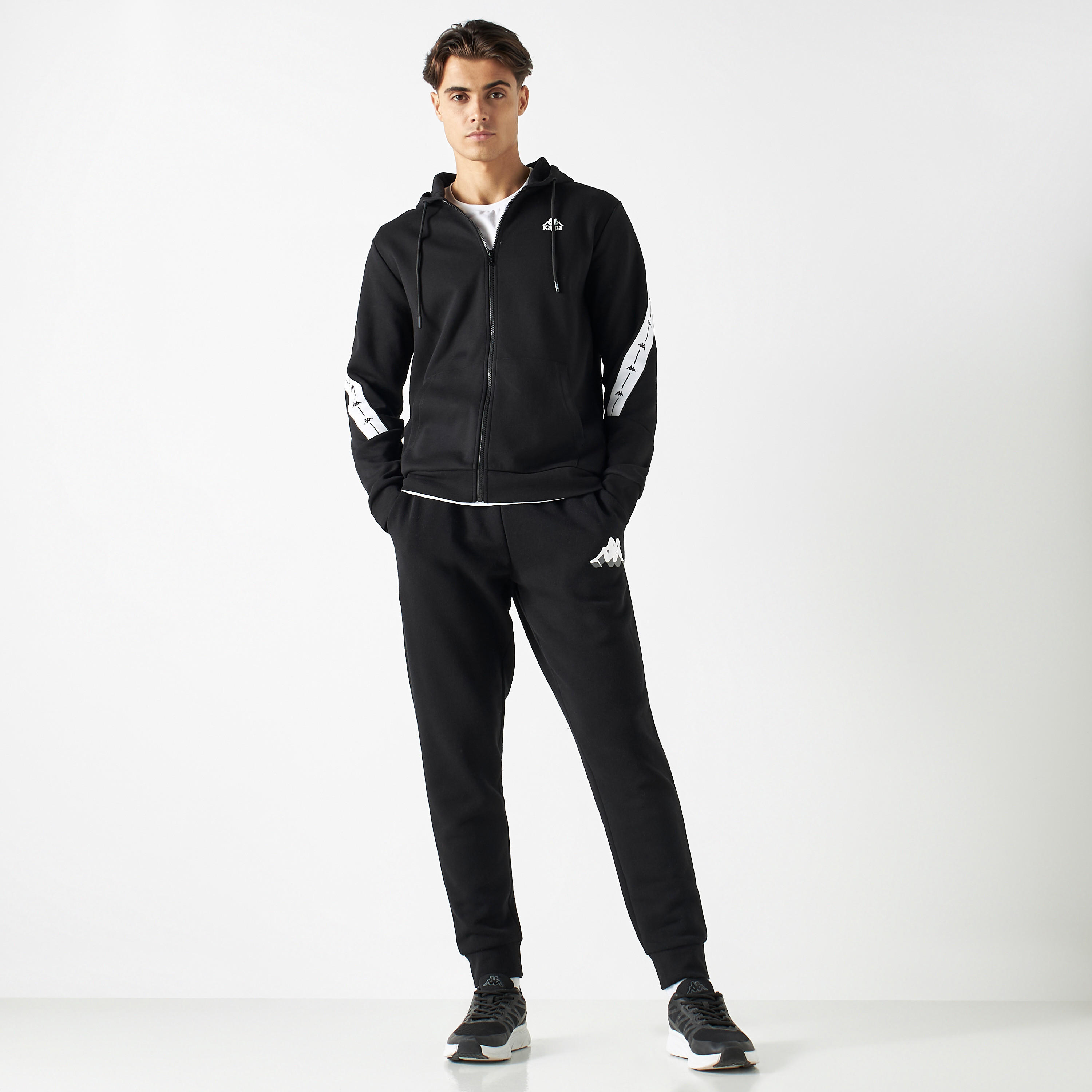 Kappa Logo Tape Detail Zip Through Hoodie with Long Sleeves and Kangaroo Pocket-men-winterwear-hoodiesandsweatshirts-image-2
