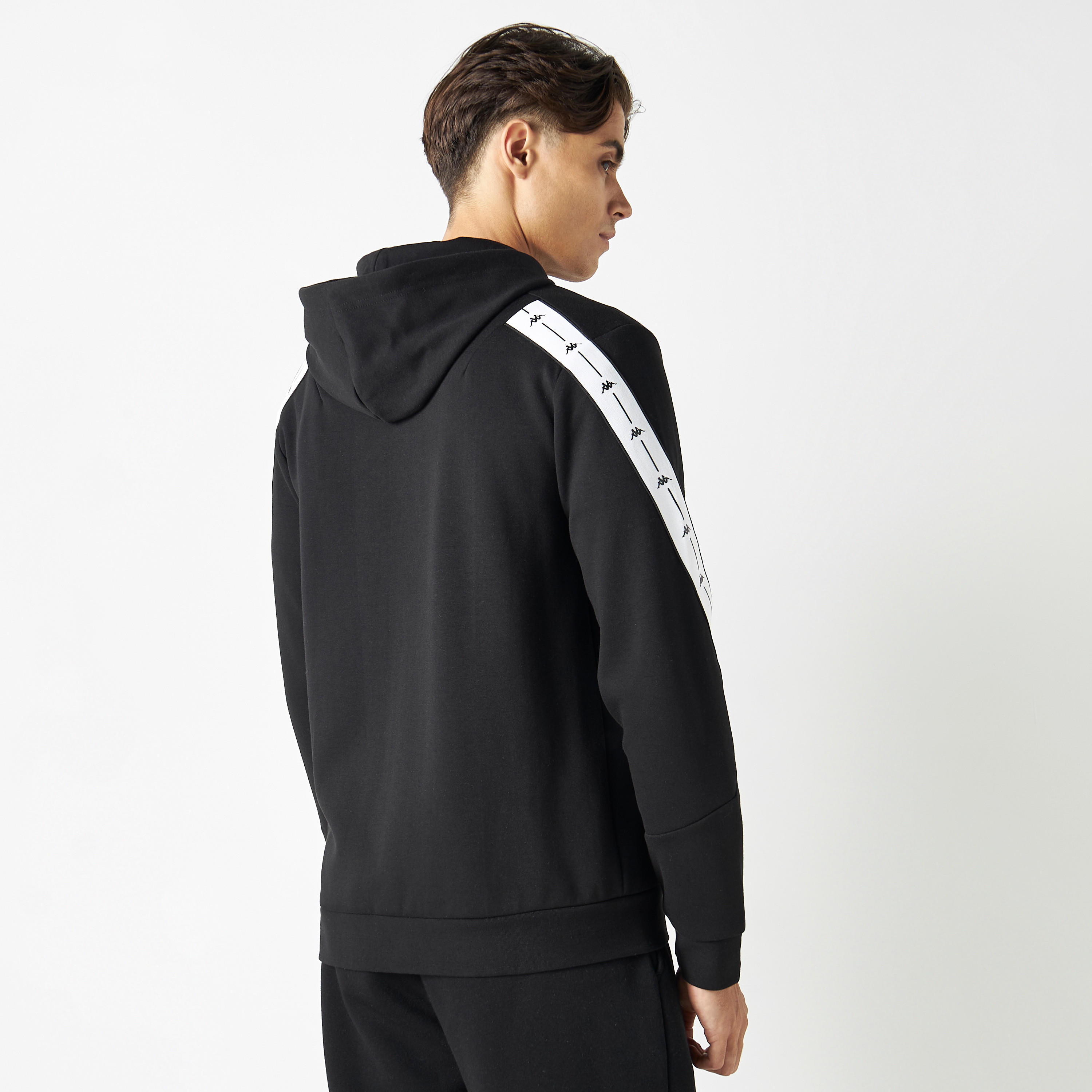 Kappa Logo Tape Detail Zip Through Hoodie with Long Sleeves and Kangaroo Pocket-men-winterwear-hoodiesandsweatshirts-image-3