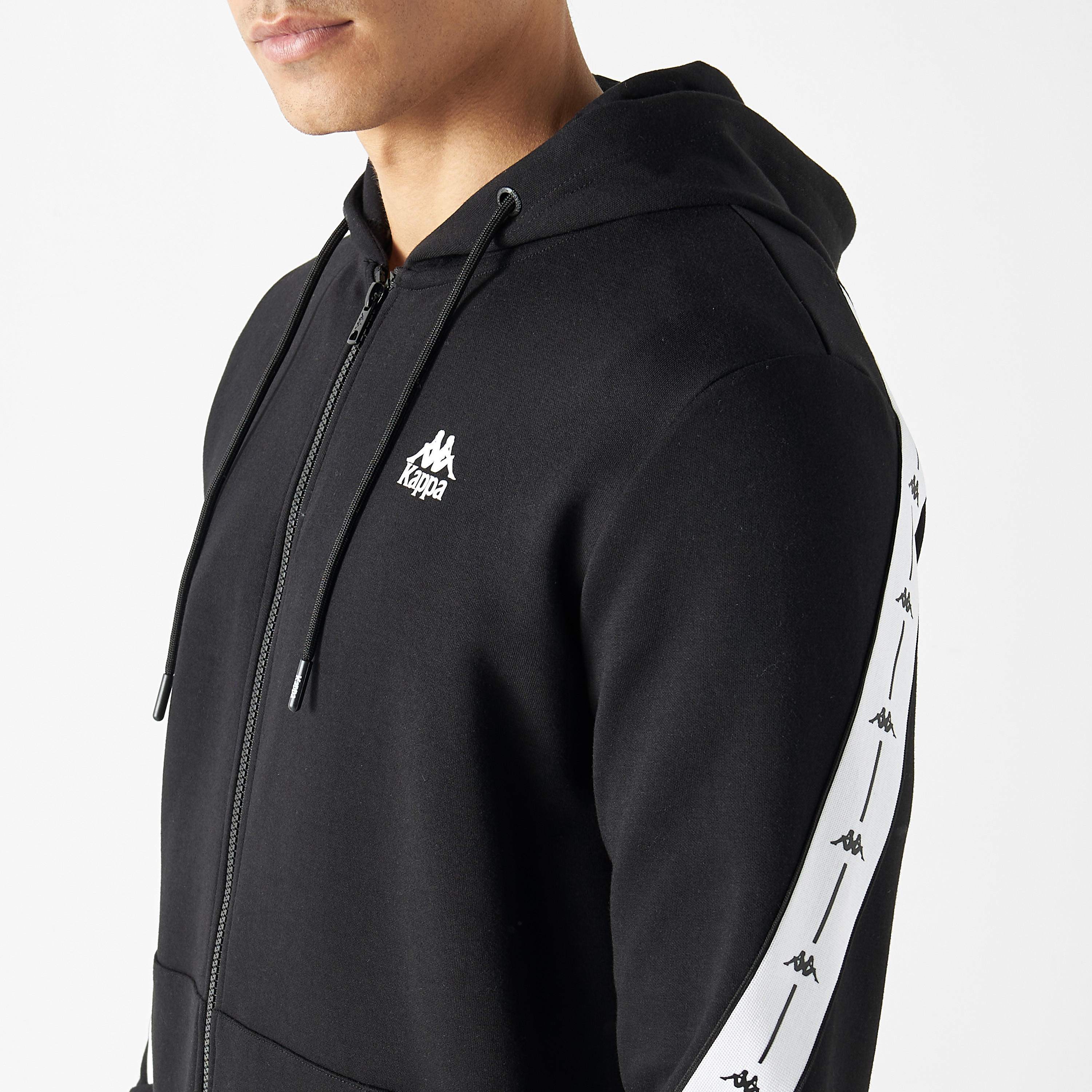 Kappa Logo Tape Detail Zip Through Hoodie with Long Sleeves and Kangaroo Pocket-men-winterwear-hoodiesandsweatshirts-image-4