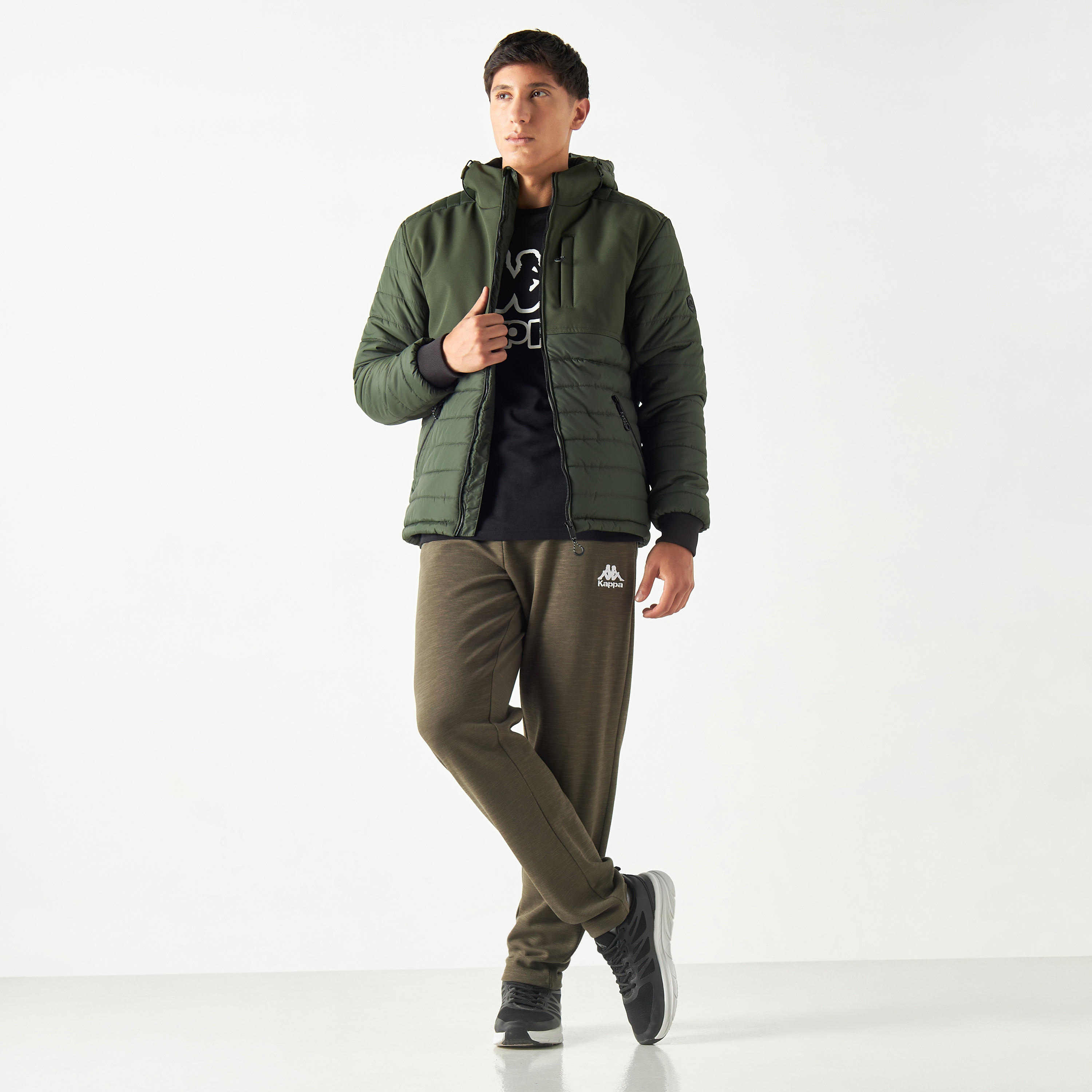 Kappa Solid Zip Through Hooded Puffer Jacket with Pockets-men-clothing-jacketsandblazers-jackets-image-2