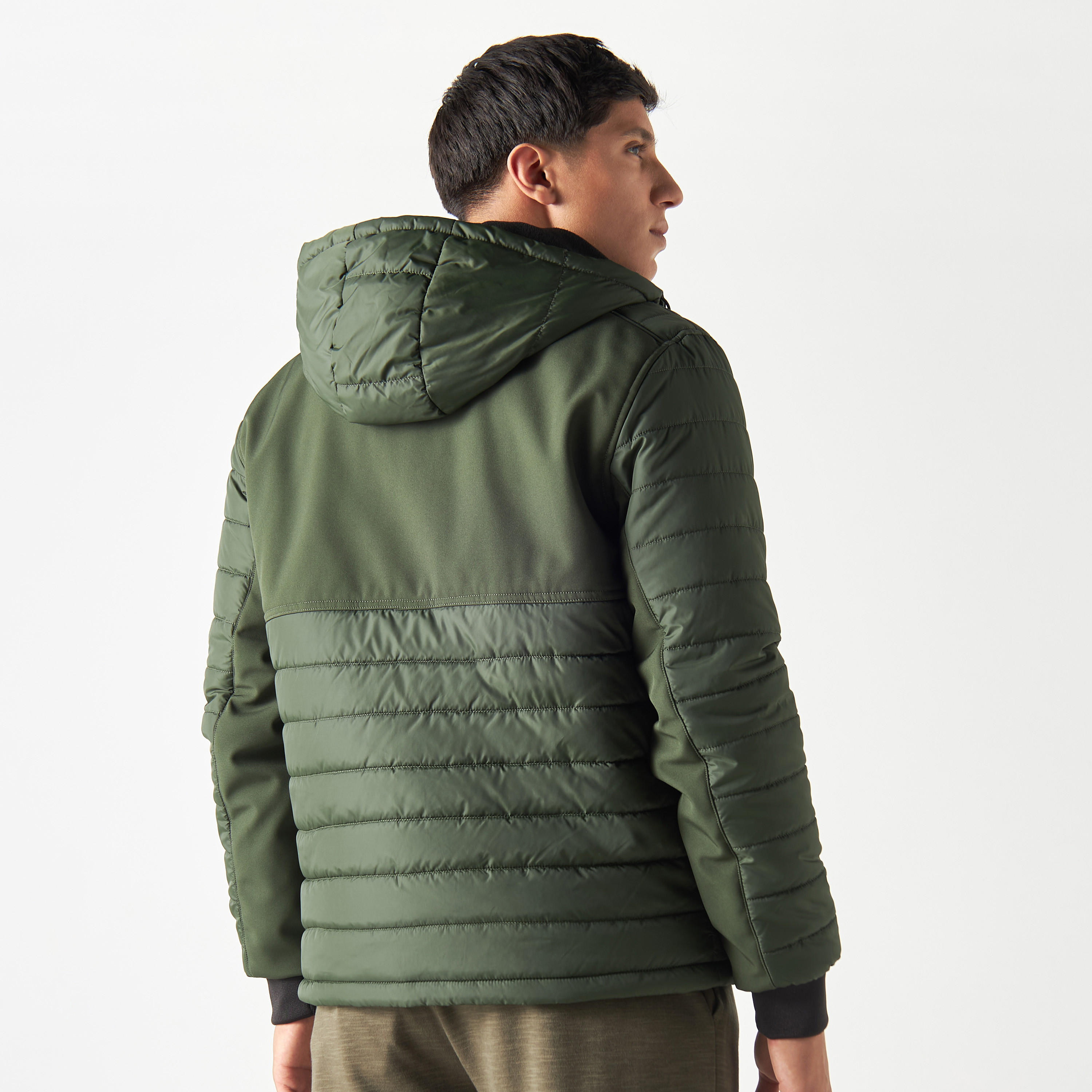 Kappa Solid Zip Through Hooded Puffer Jacket with Pockets-men-clothing-jacketsandblazers-jackets-image-3