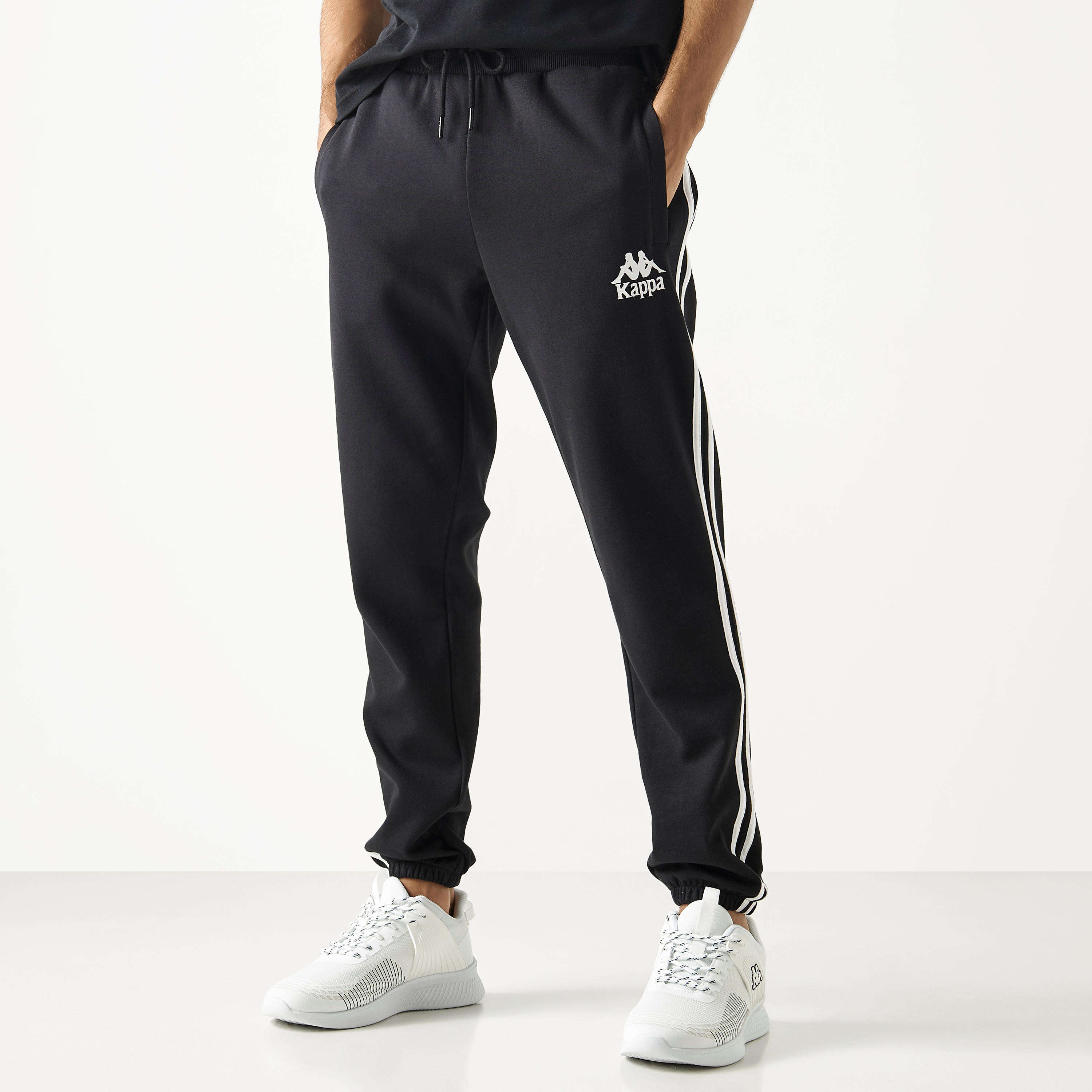 Kappa Logo Print Joggers with Drawstring Closure and Pockets-men-clothing-sportswearandactivewear-bottoms-image-1