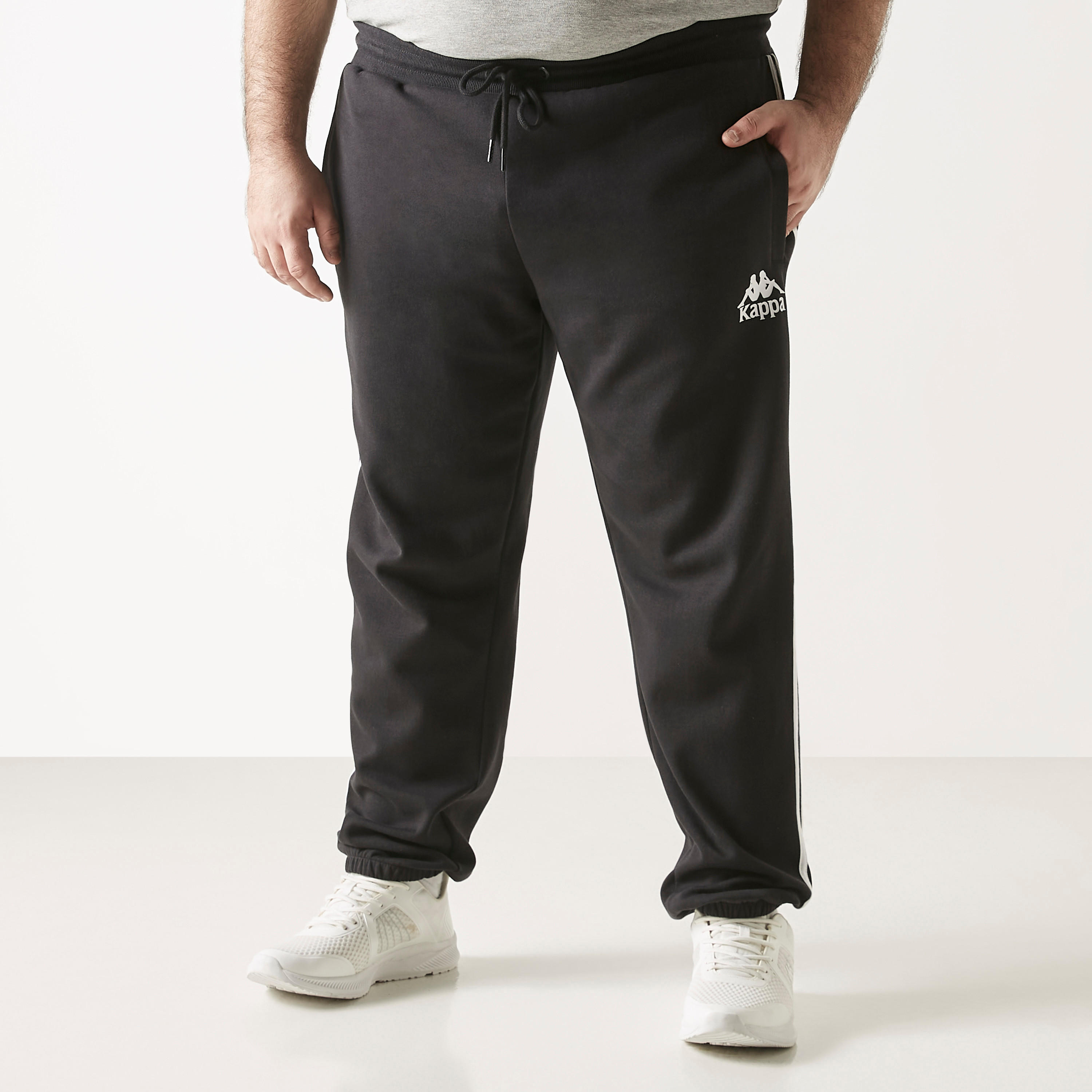 Kappa Logo Print Joggers with Drawstring Closure and Pockets-men-clothing-sportswearandactivewear-bottoms-image-2