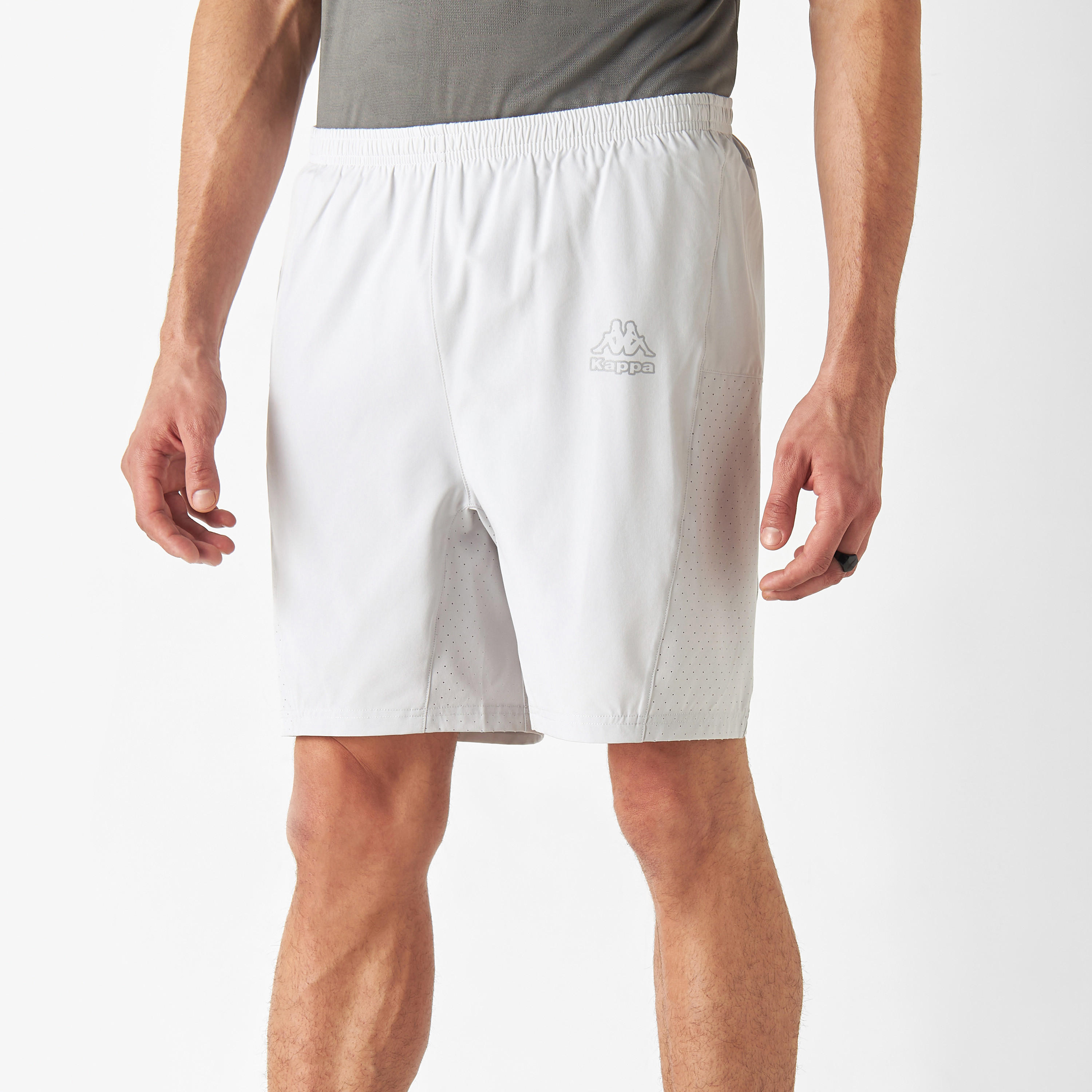 شورت بحزام خصر مطاطي لوح شبكي وطبعات شعار من كابا-men-clothing-bottoms-shorts-image-1