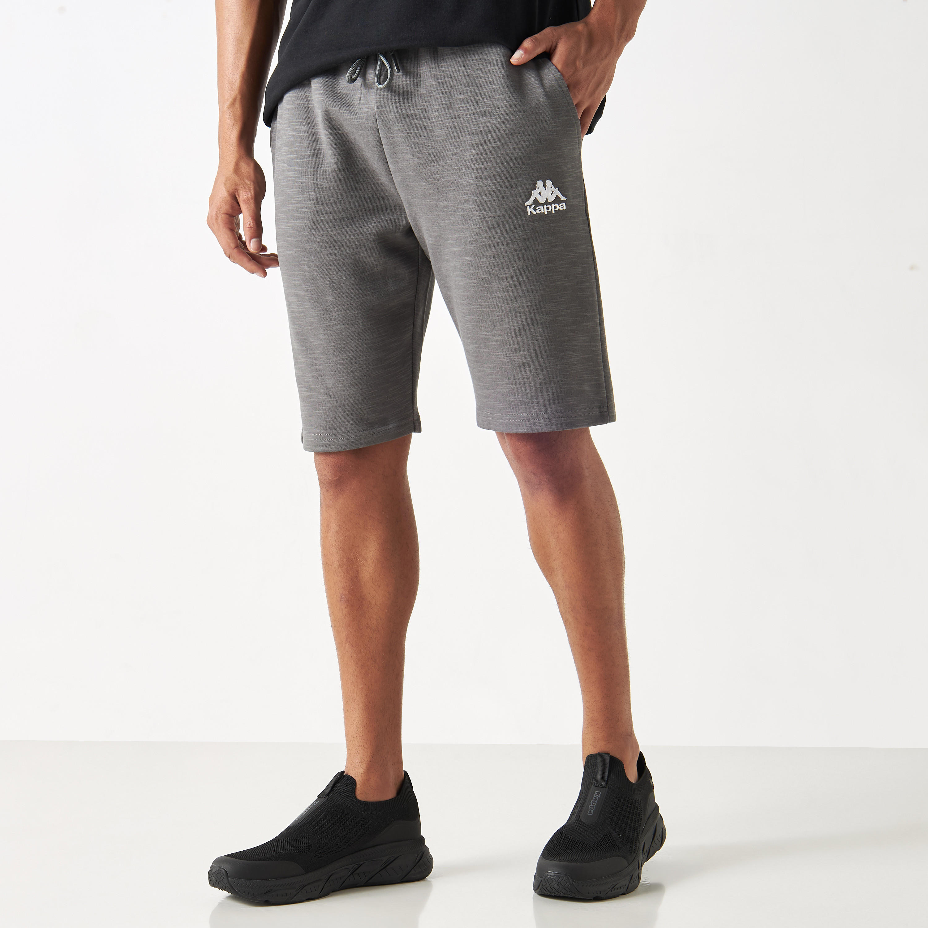 Kappa Logo Embroidered Shorts with Elasticated Waistband and Pockets-men-clothing-bottoms-shorts-image-1