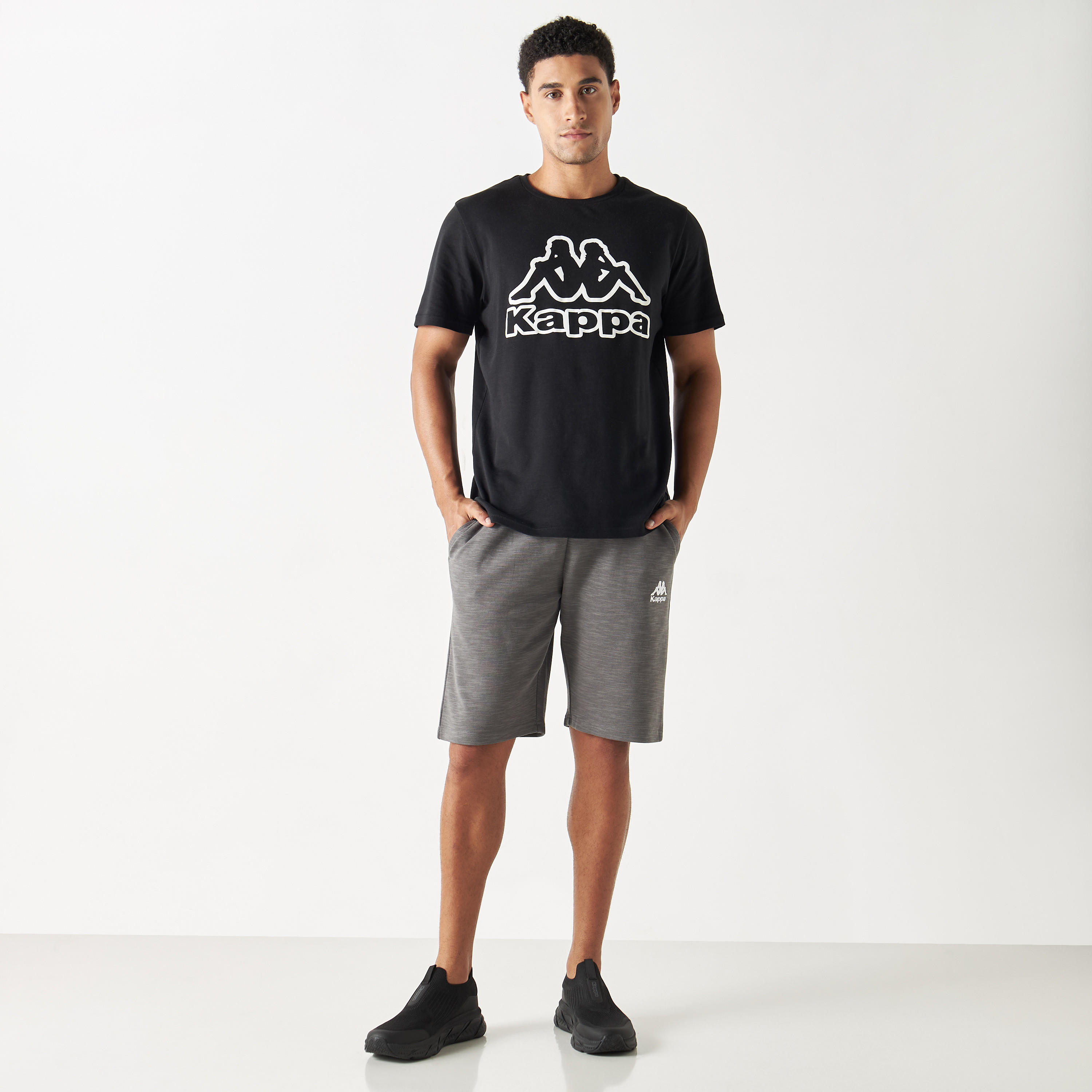 Kappa Logo Embroidered Shorts with Elasticated Waistband and Pockets-men-clothing-bottoms-shorts-image-2