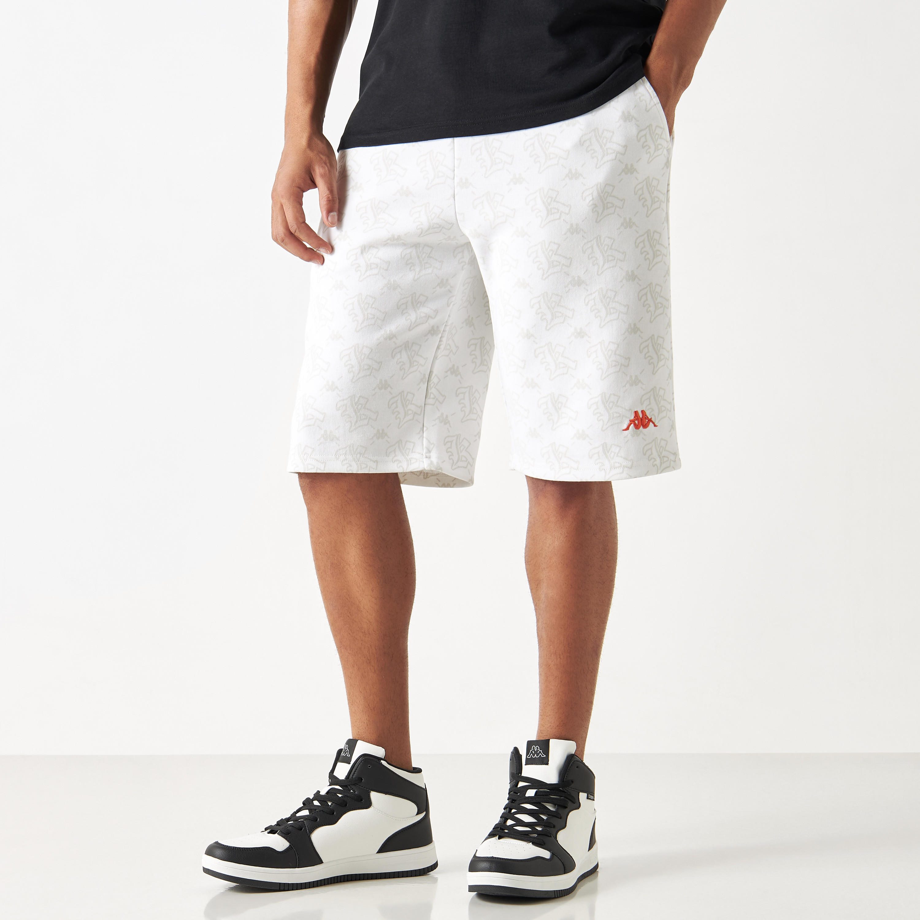 Kappa Logo Print Shorts with Elasticated Waistband and Pockets-men-clothing-bottoms-shorts-image-1