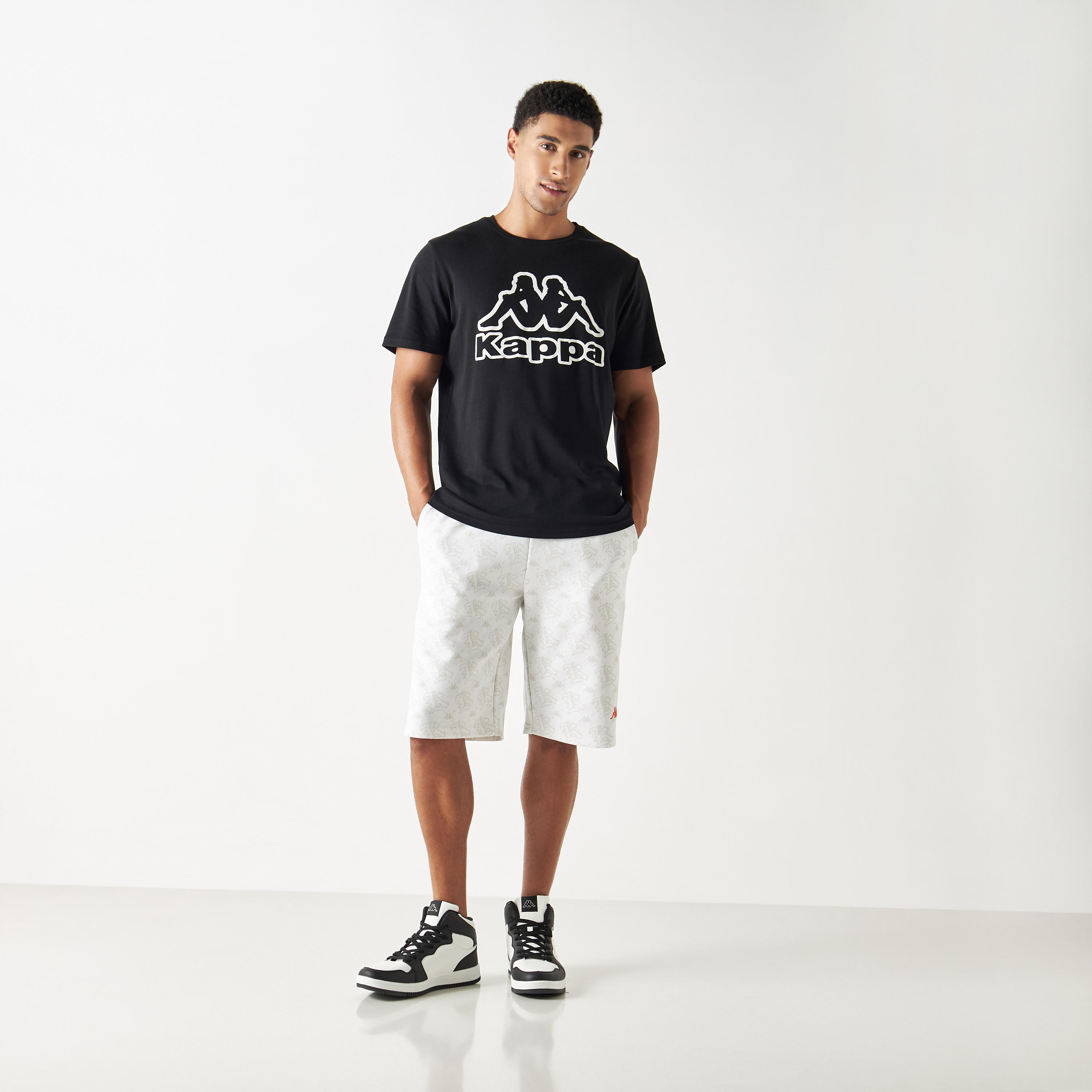 Kappa Logo Print Shorts with Elasticated Waistband and Pockets-men-clothing-bottoms-shorts-image-2