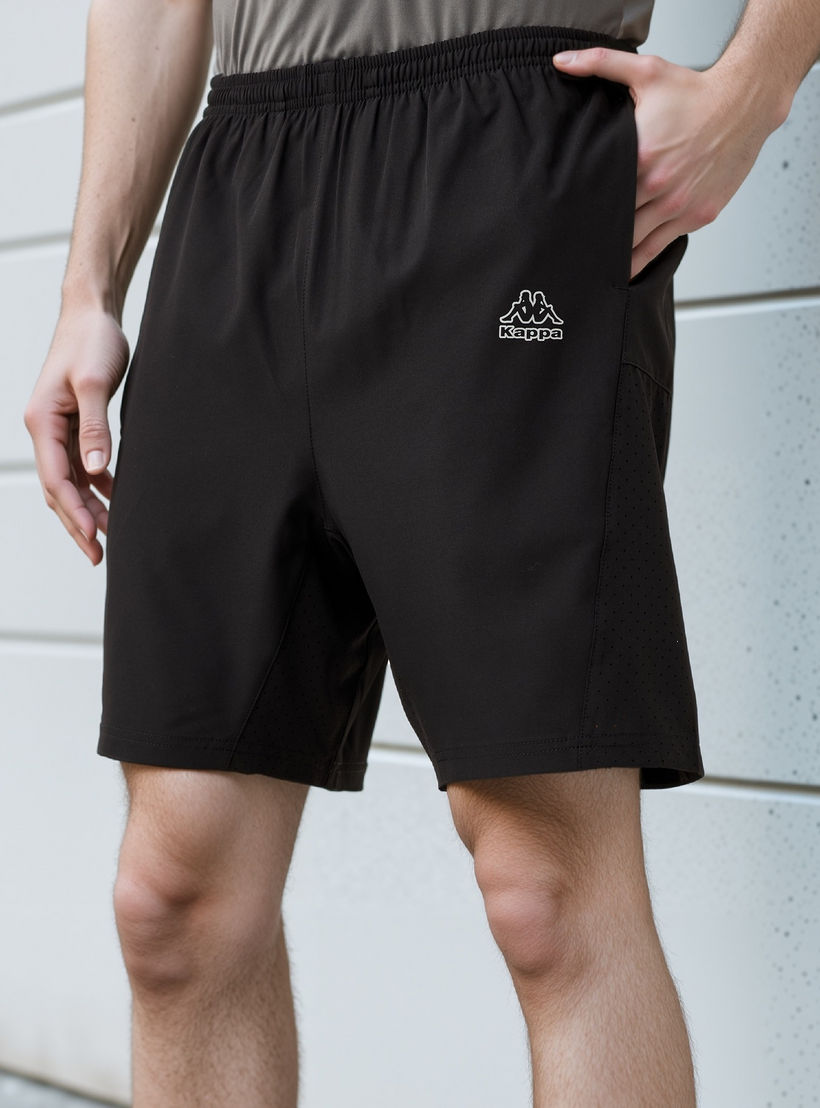 Kappa Logo Print Shorts with Mesh Accent-men-clothing-bottoms-shorts-image-1