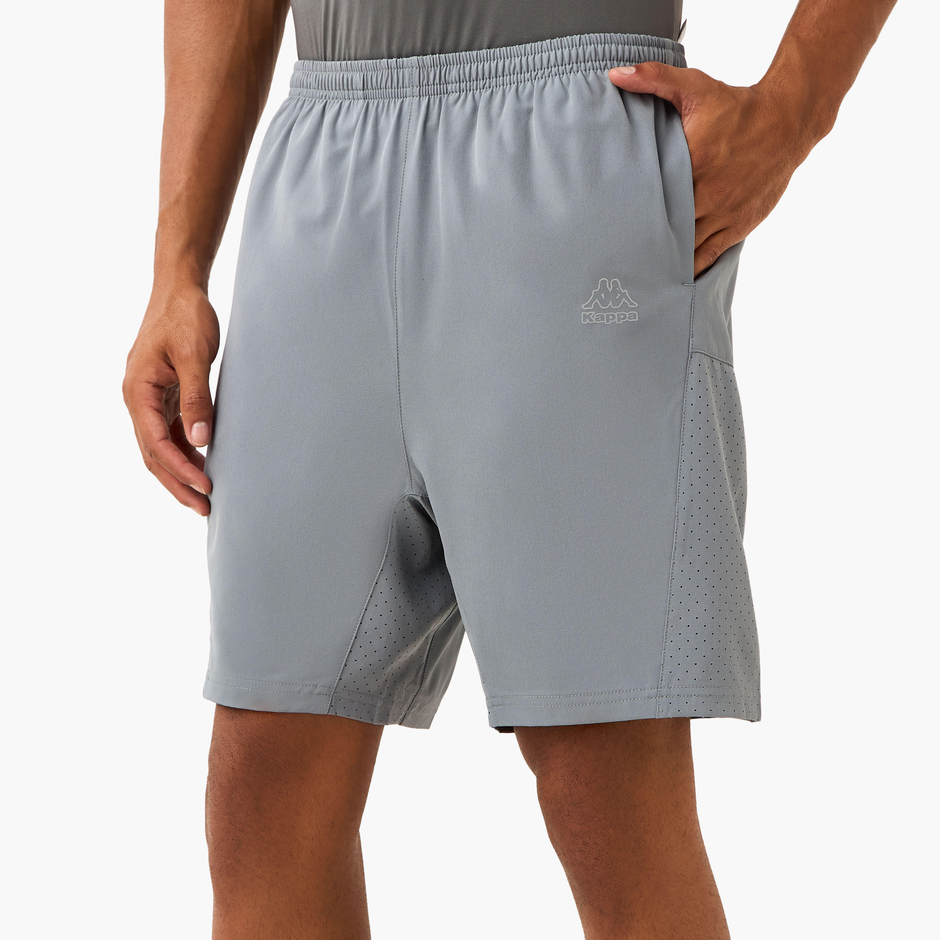 Kappa Logo Print Shorts with Mesh Accent-men-clothing-bottoms-shorts-image-1