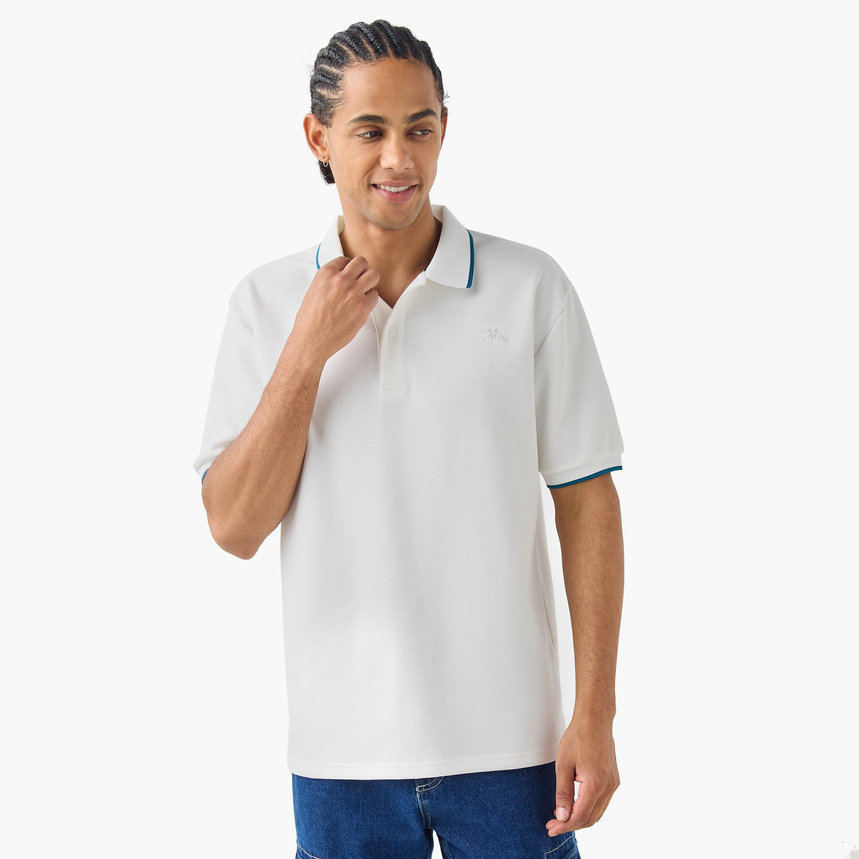 تيشيرت بولو بتطريز شعار وأكمام قصيرة من كابا-men-clothing-tshirtsandpolos-polos-image-1