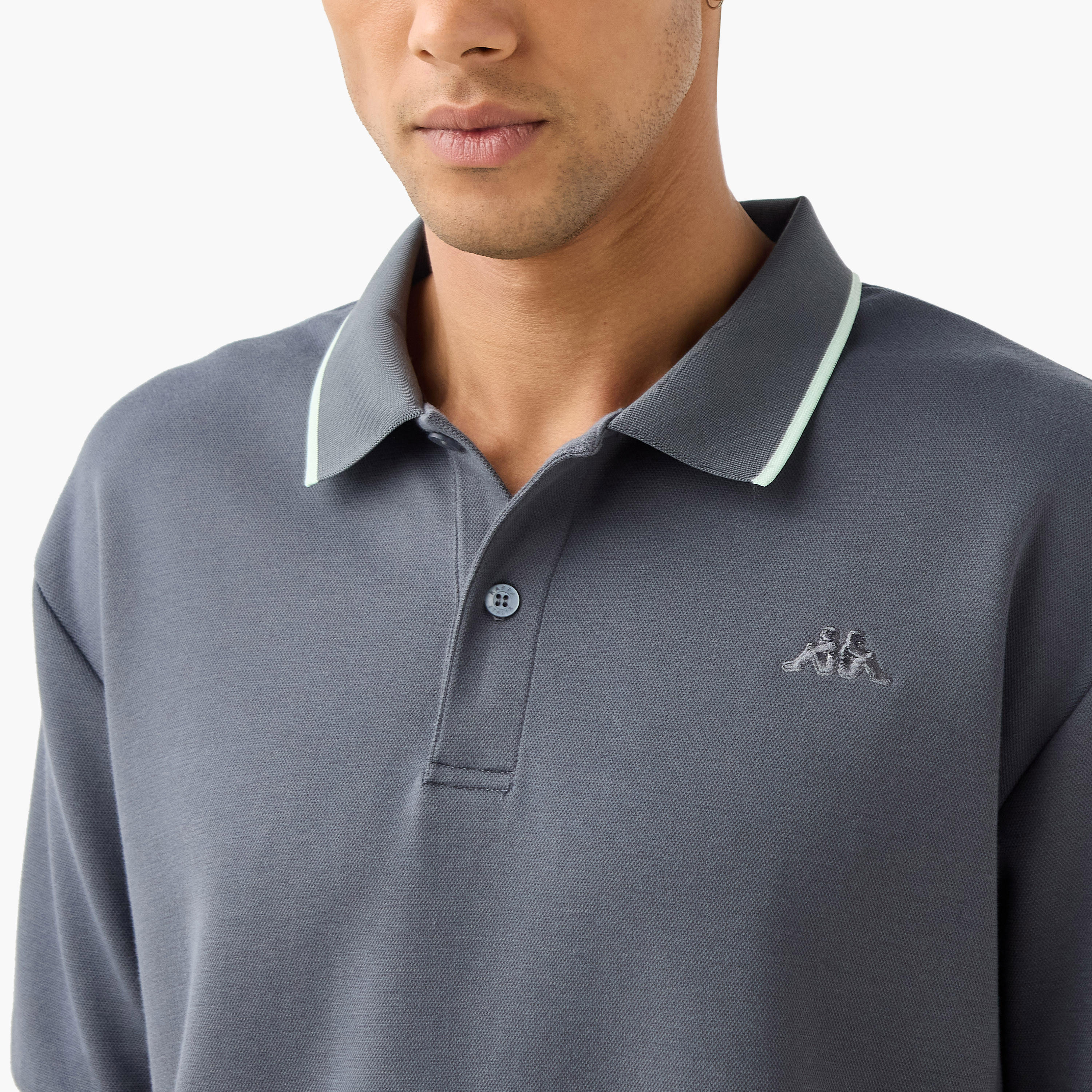 Kappa Logo Embroidered Polo T-shirt with Short Sleeves-men-clothing-tshirtsandpolos-polos-image-4