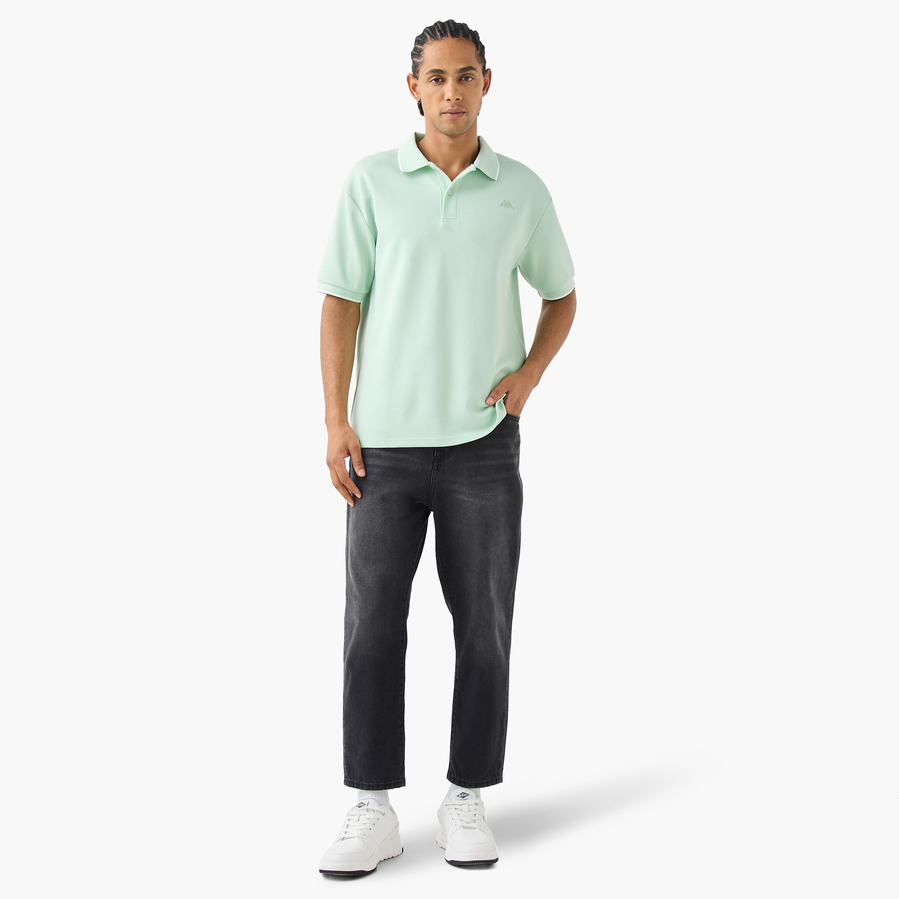 تيشيرت بولو بتطريز شعار وأكمام قصيرة من كابا-men-clothing-tshirtsandpolos-polos-image-3