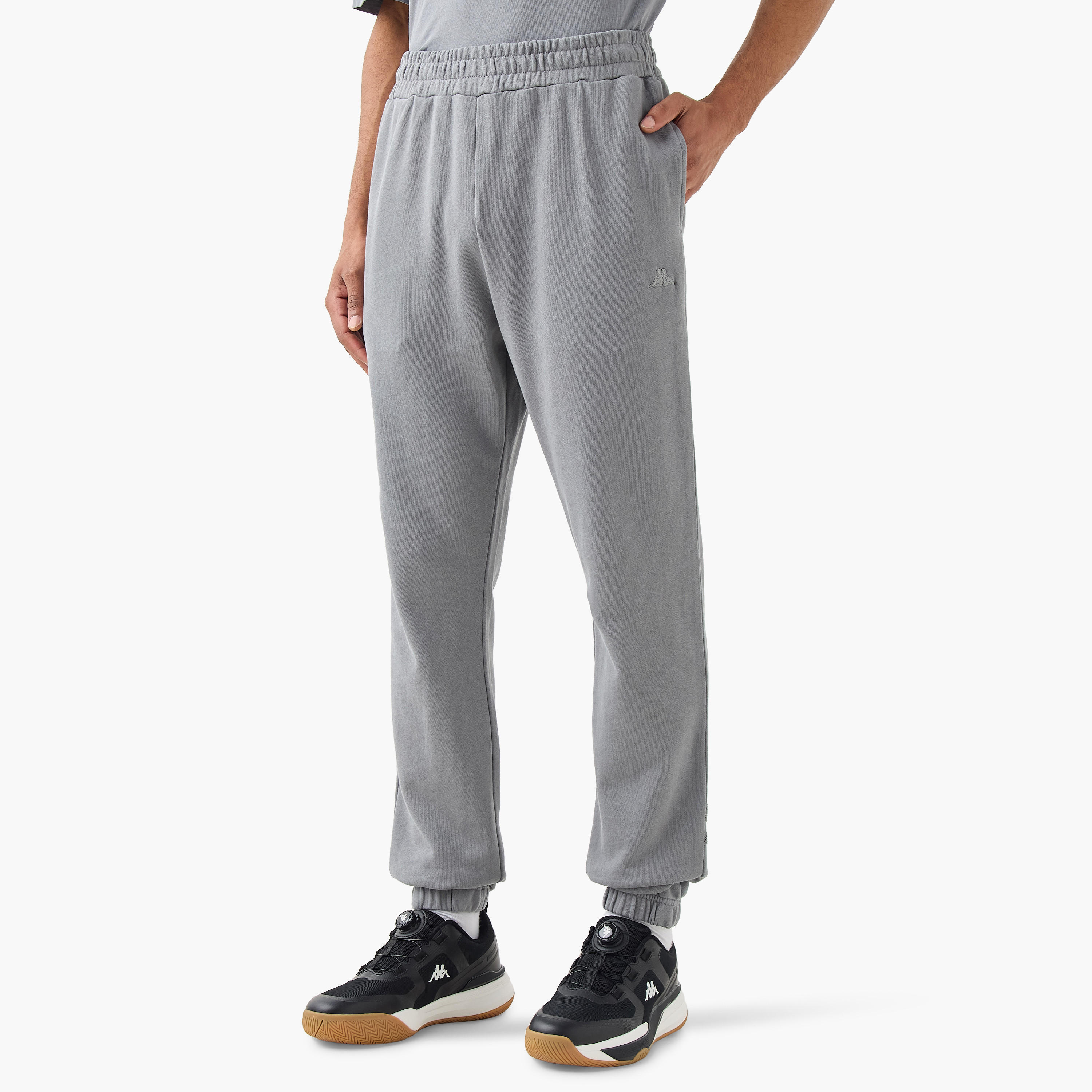 Kappa Logo Embroidered Joggers with Piping Detail and Pockets-men-clothing-sportswearandactivewear-bottoms-joggers-image-1