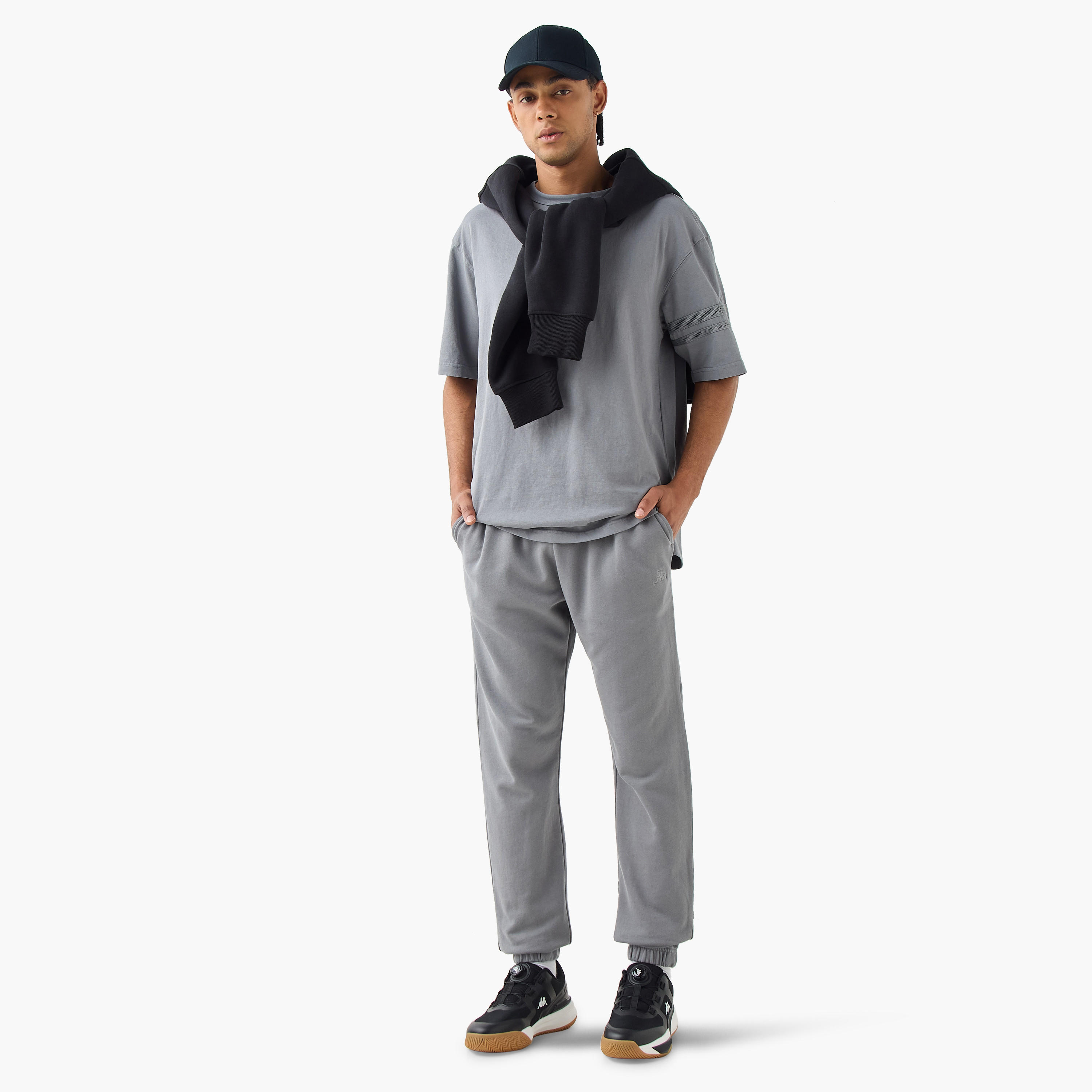 Kappa Logo Embroidered Joggers with Piping Detail and Pockets-men-clothing-sportswearandactivewear-bottoms-joggers-image-2