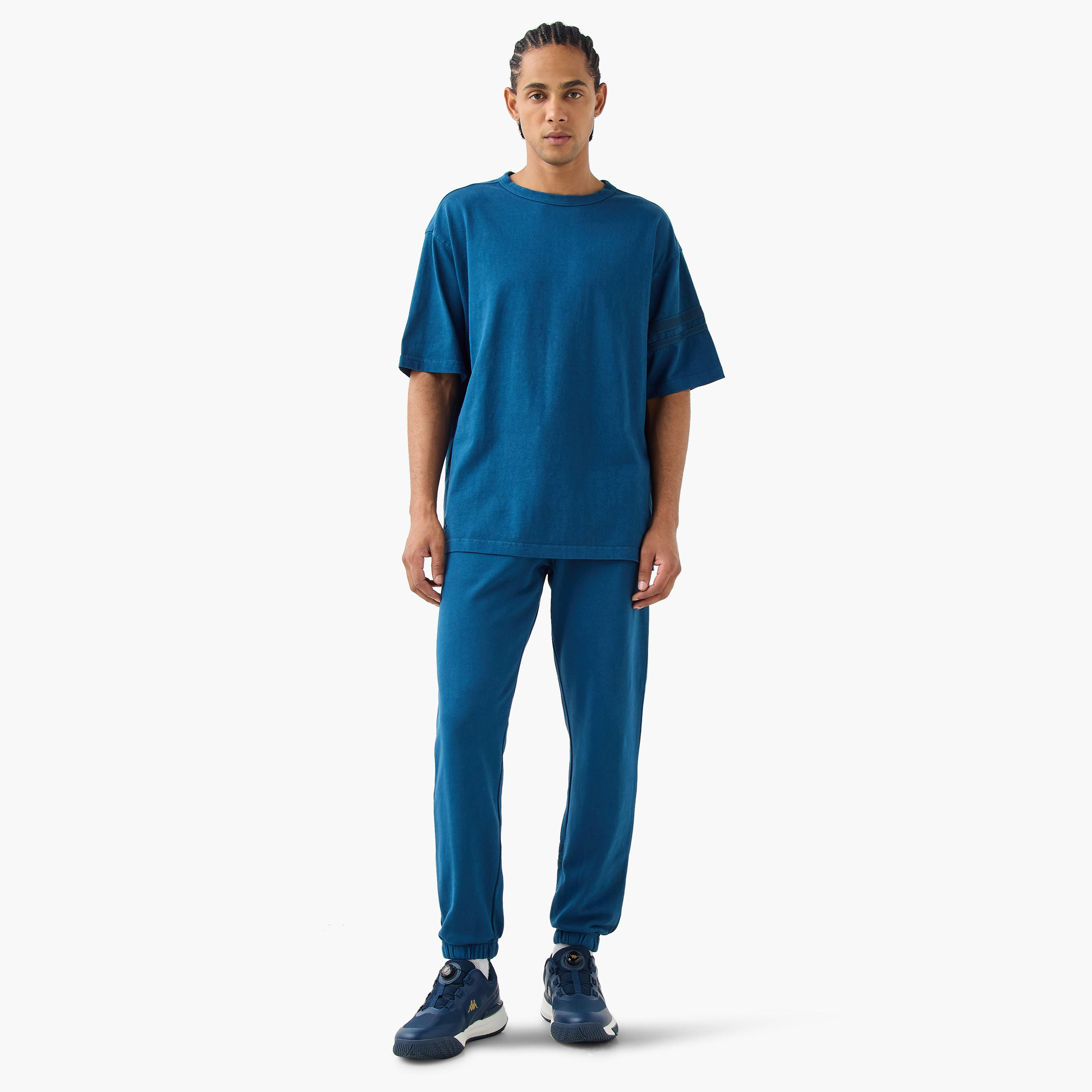 Kappa Logo Embroidered Joggers with Piping Detail and Pockets-men-clothing-sportswearandactivewear-bottoms-joggers-image-2