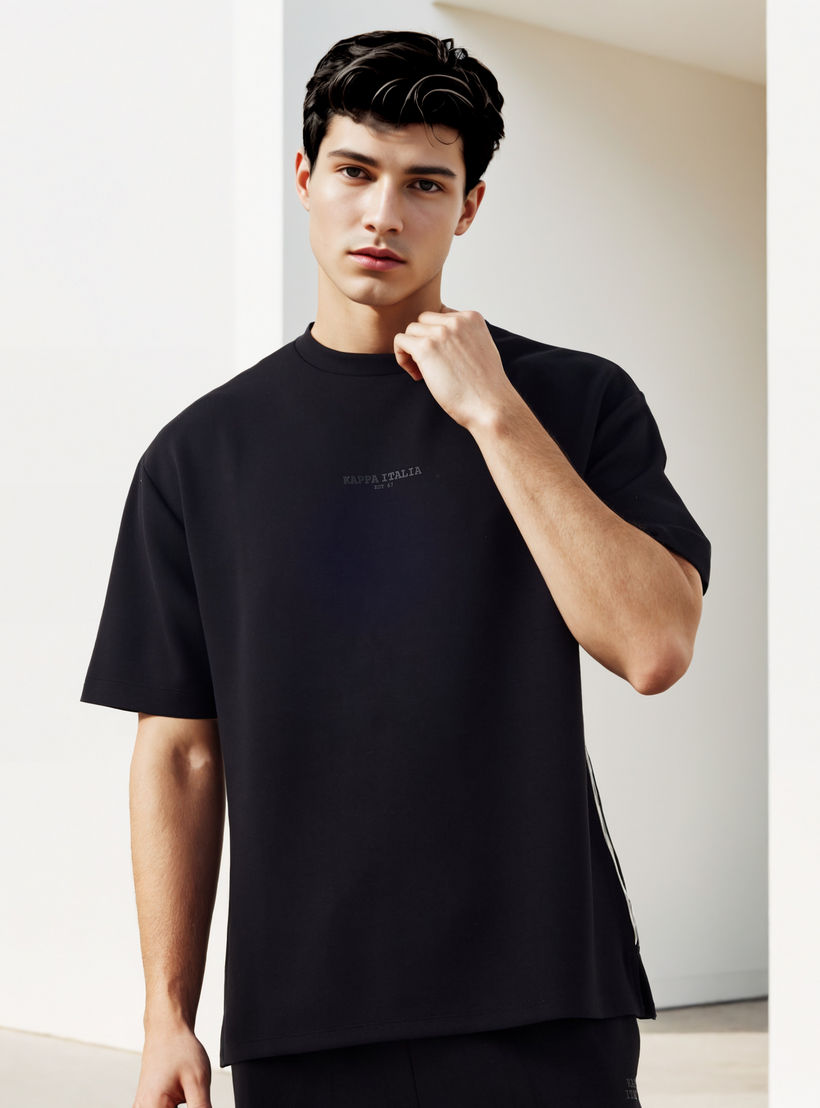 Kappa Printed Crew Neck T-shirt with Side Piping-men-clothing-sportswearandactivewear-tshirtsandpolos-image-1