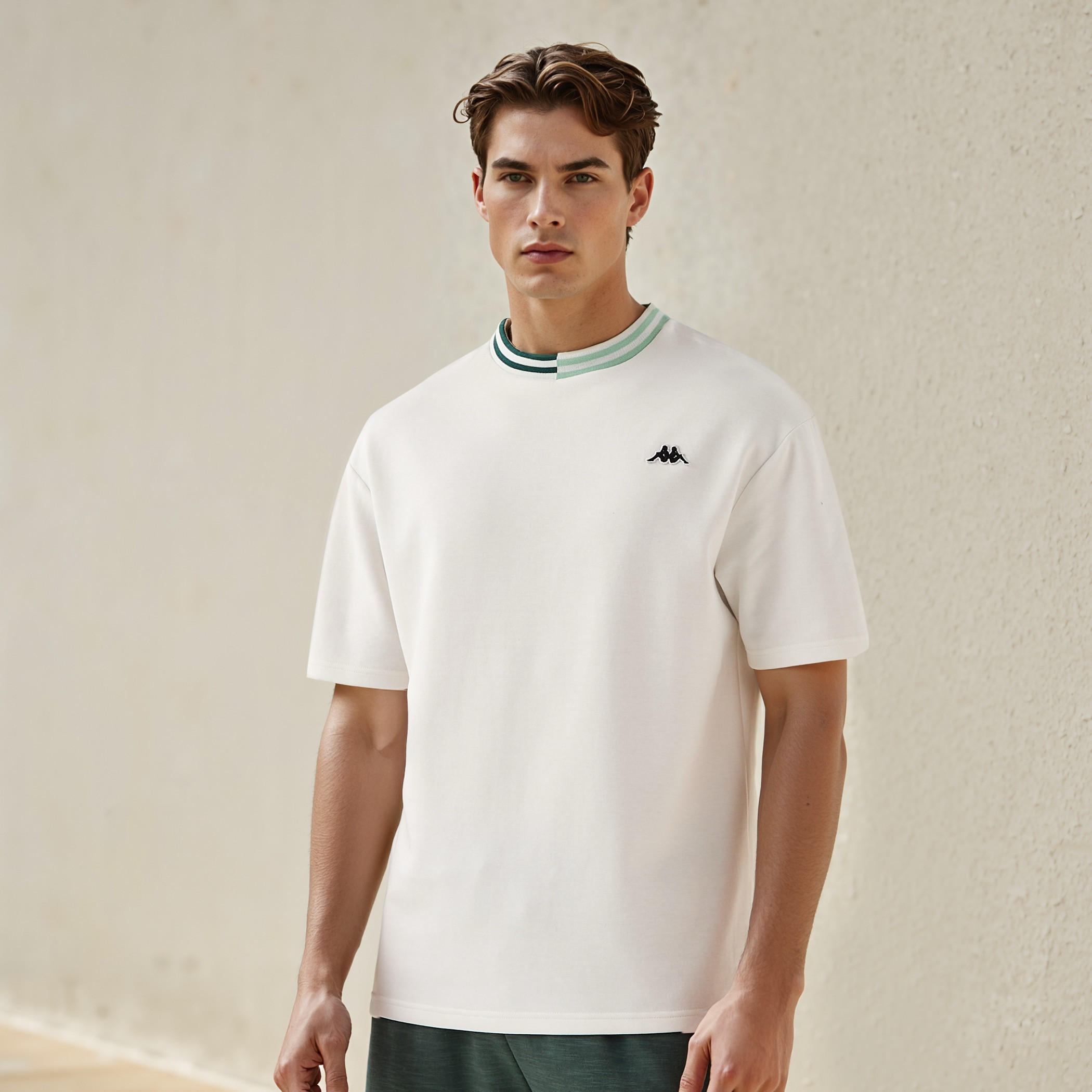 Kappa Logo Print T-shirt with Contrast Trim-men-clothing-tshirtsandpolos-tshirts-image-1