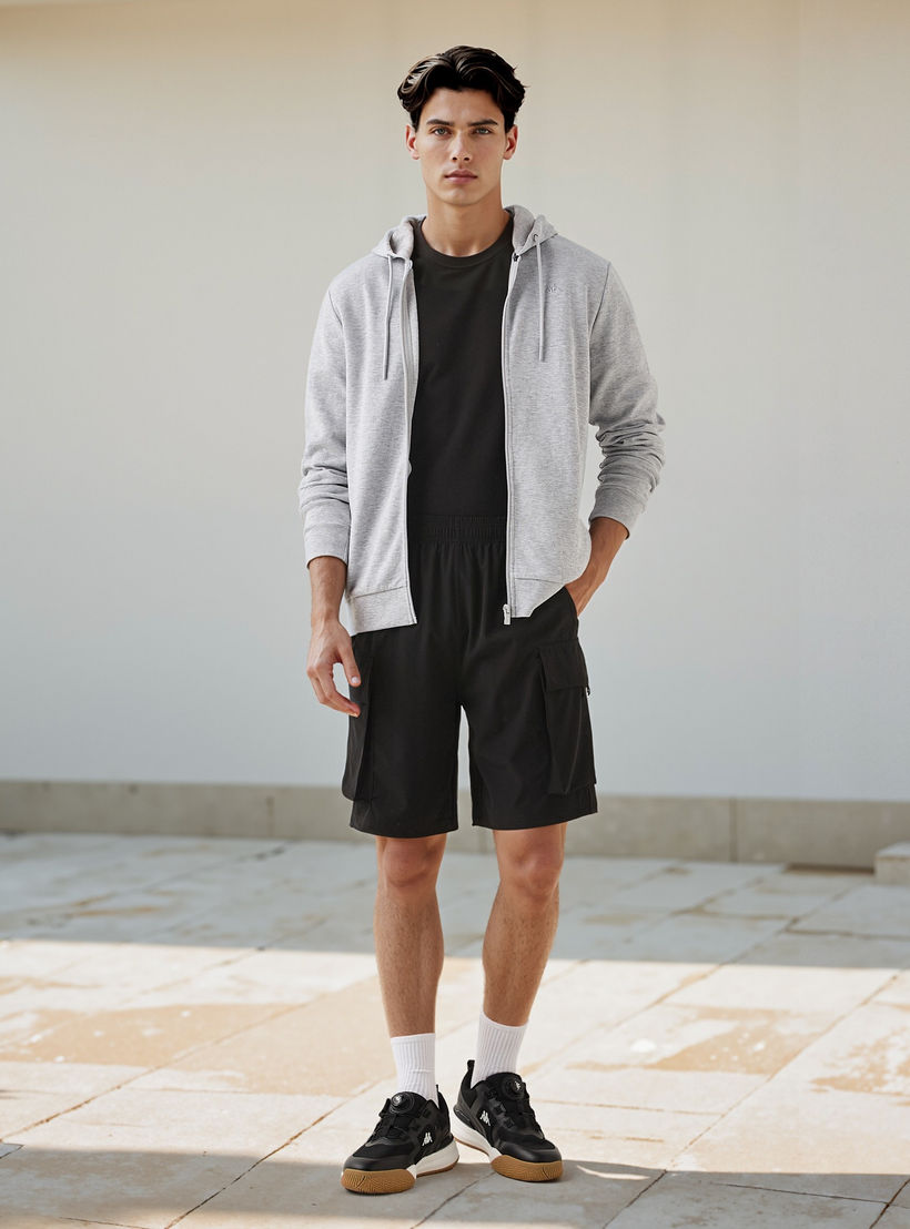 Kappa Logo Print Cargo Shorts with Elasticated Waist-men-clothing-bottoms-shorts-image-2
