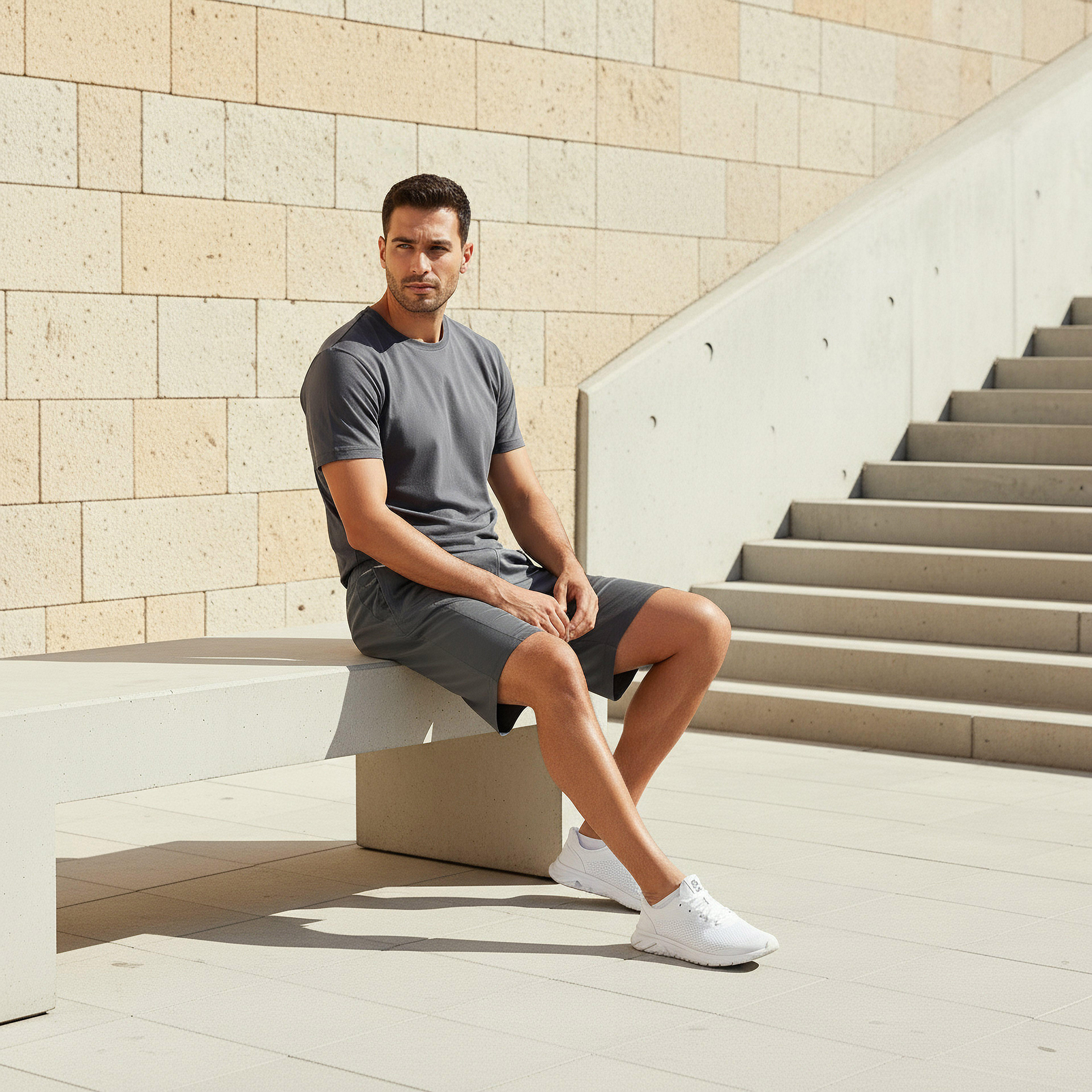 شورت بقصة عادية وشريط شبكي من كابا-men-clothing-bottoms-shorts-image-1