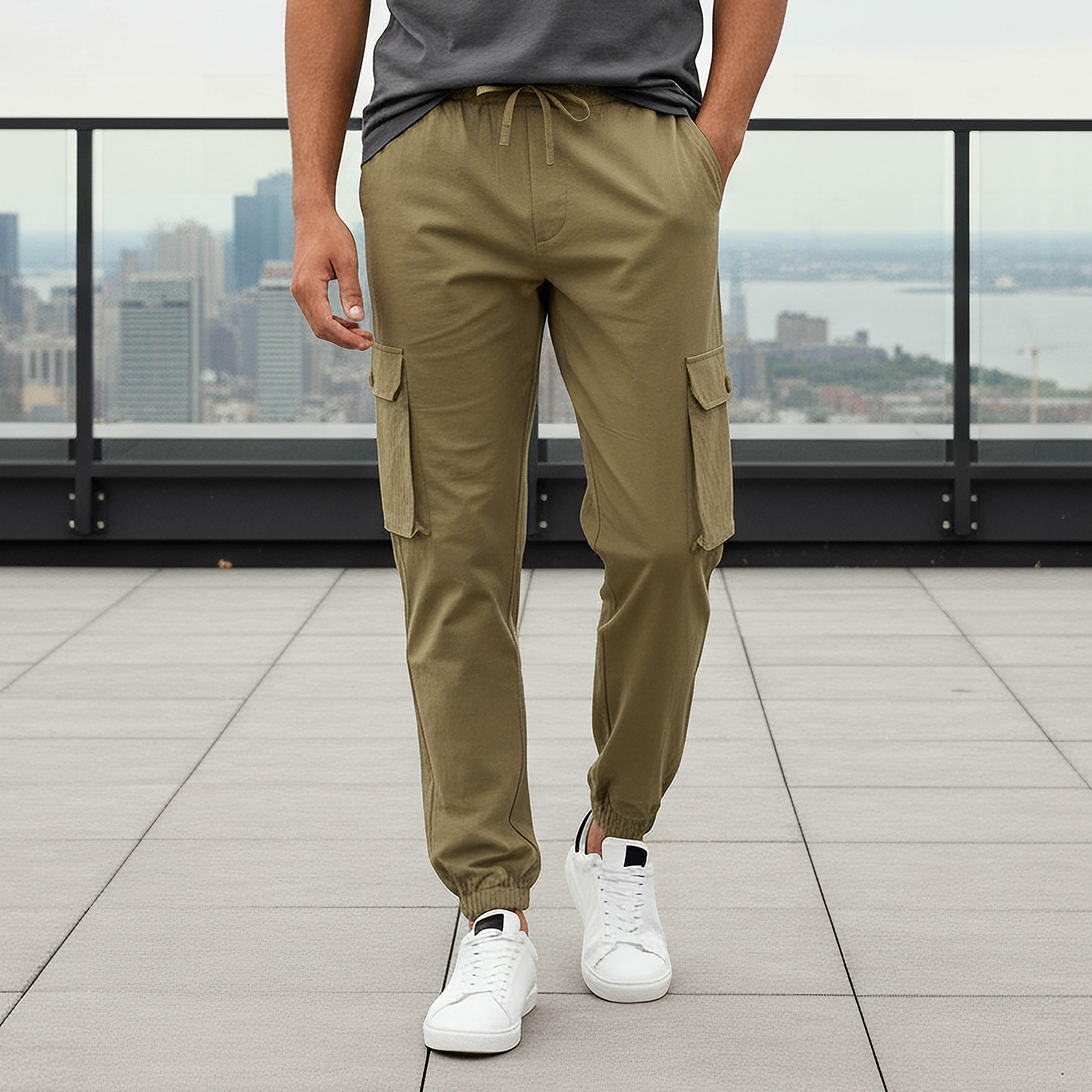 Love Pangolin Men Cargo Joggers with Pockets-men-clothing-sportswearandactivewear-tracksuits-image-1