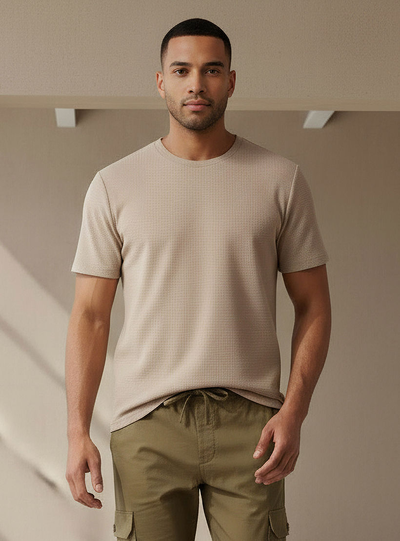 تيشيرت رجالي بملمس وافل مطّاط باتجاهين من لوف بانغولين-men-clothing-sportswearandactivewear-tshirtsandpolos-image-1