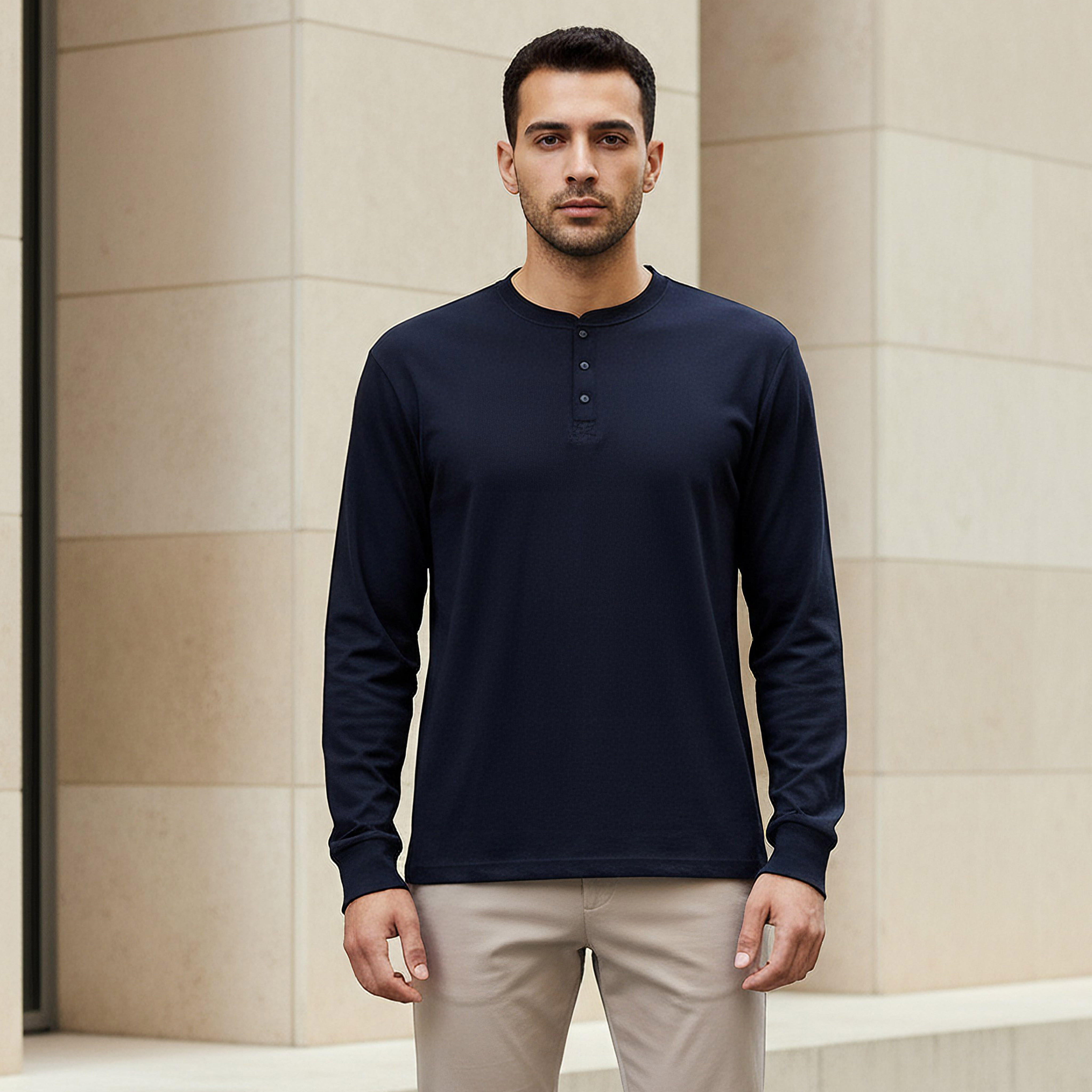 تيشيرت بياقة هينلي للرجال من لوف بانغولين-men-clothing-sportswearandactivewear-tshirtsandpolos-image-1