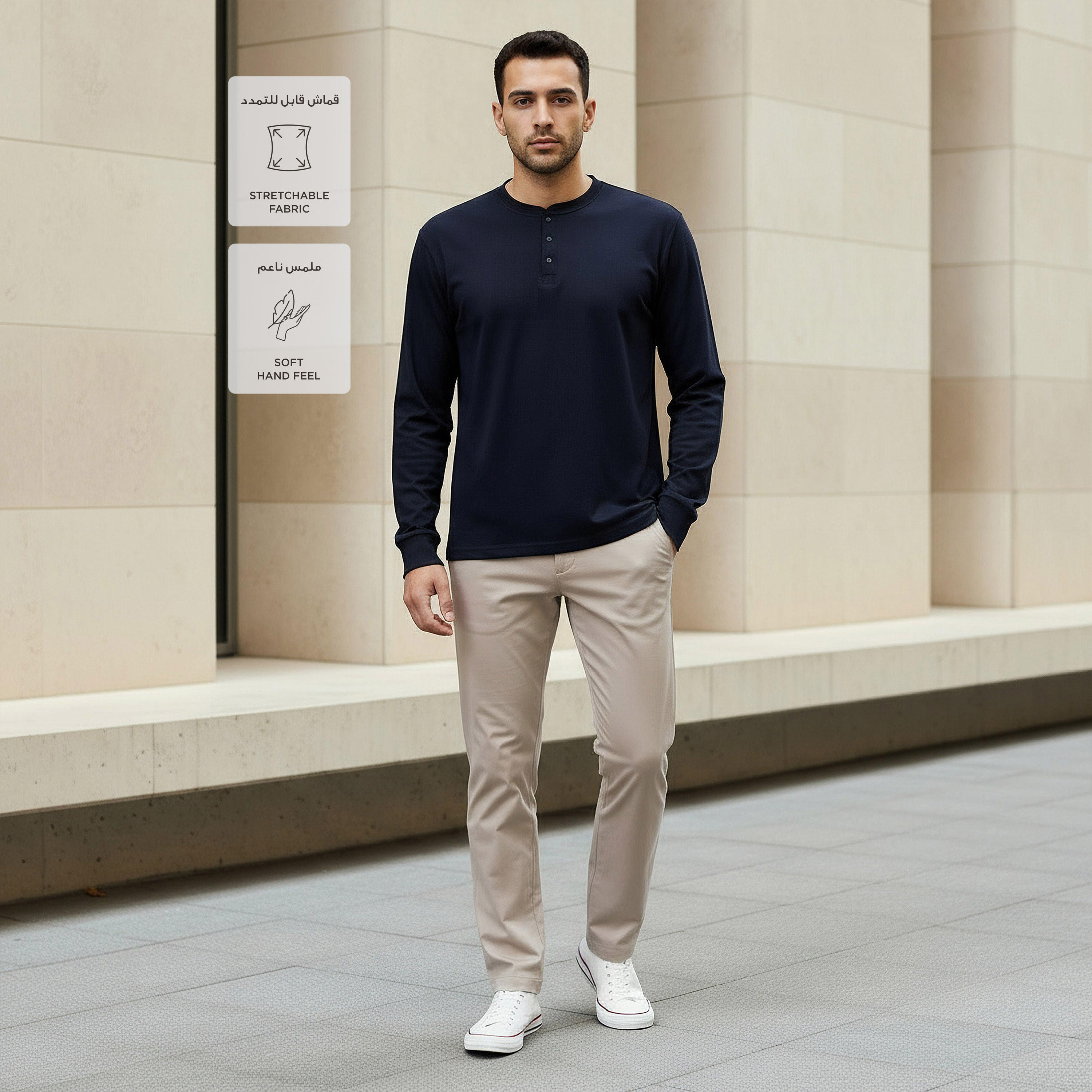 تيشيرت بياقة هينلي للرجال من لوف بانغولين-men-clothing-sportswearandactivewear-tshirtsandpolos-image-2