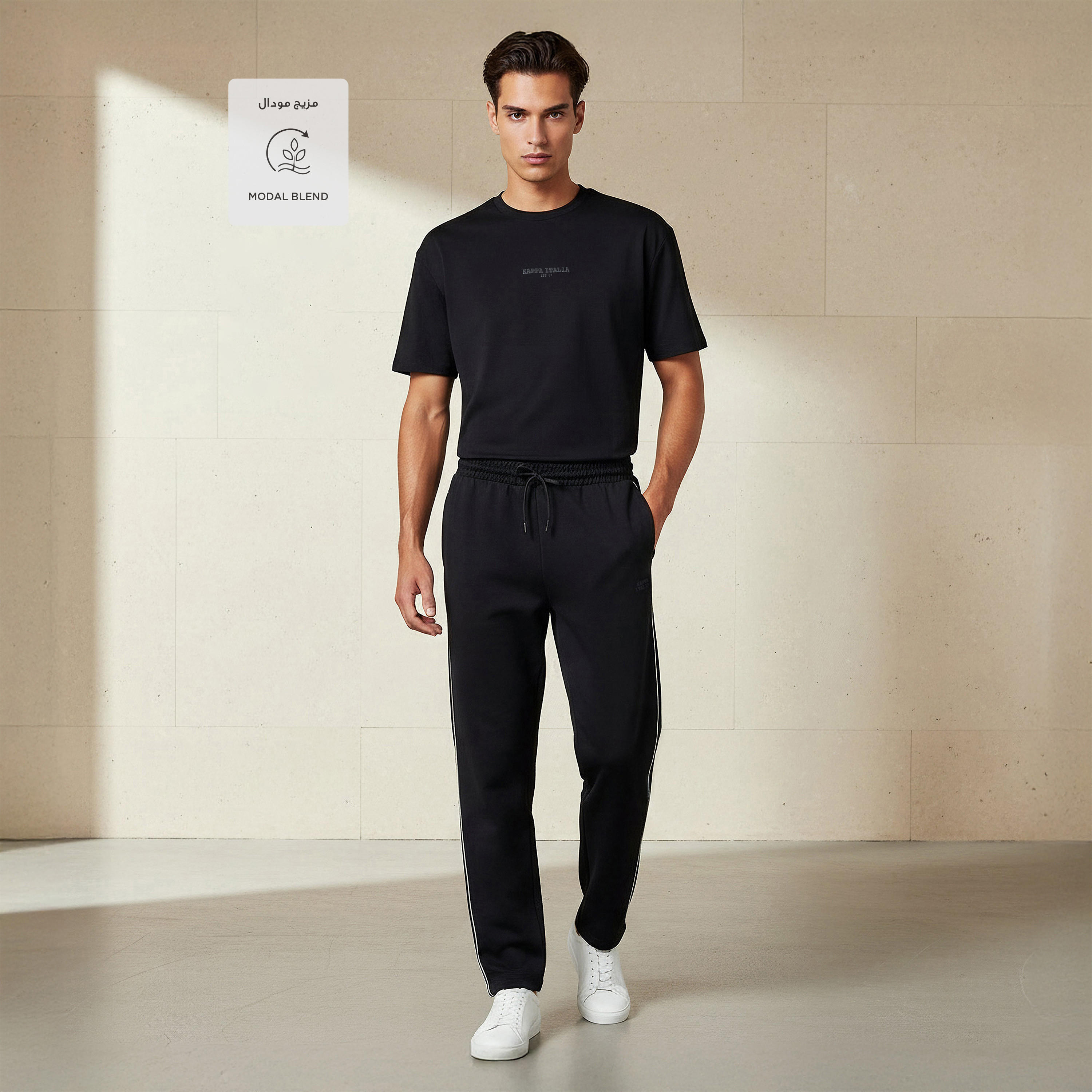 بنطلون رياضي مطاطي بقصة عادية للرجال من كابا-men-clothing-sportswearandactivewear-bottoms-joggers-image-3