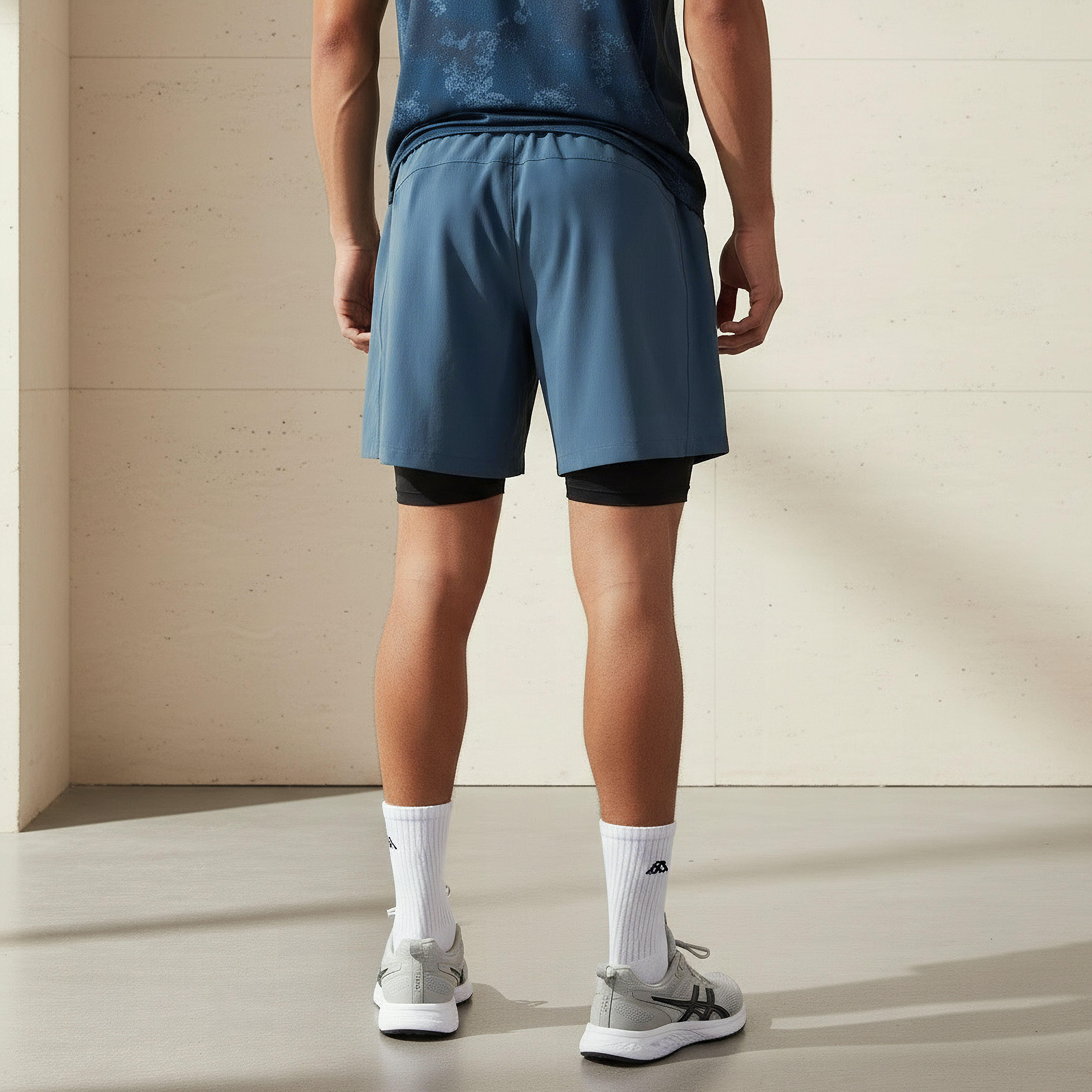 Kappa Men Logo Print Dual Shorts with Inner Liner-men-clothing-bottoms-shorts-image-3