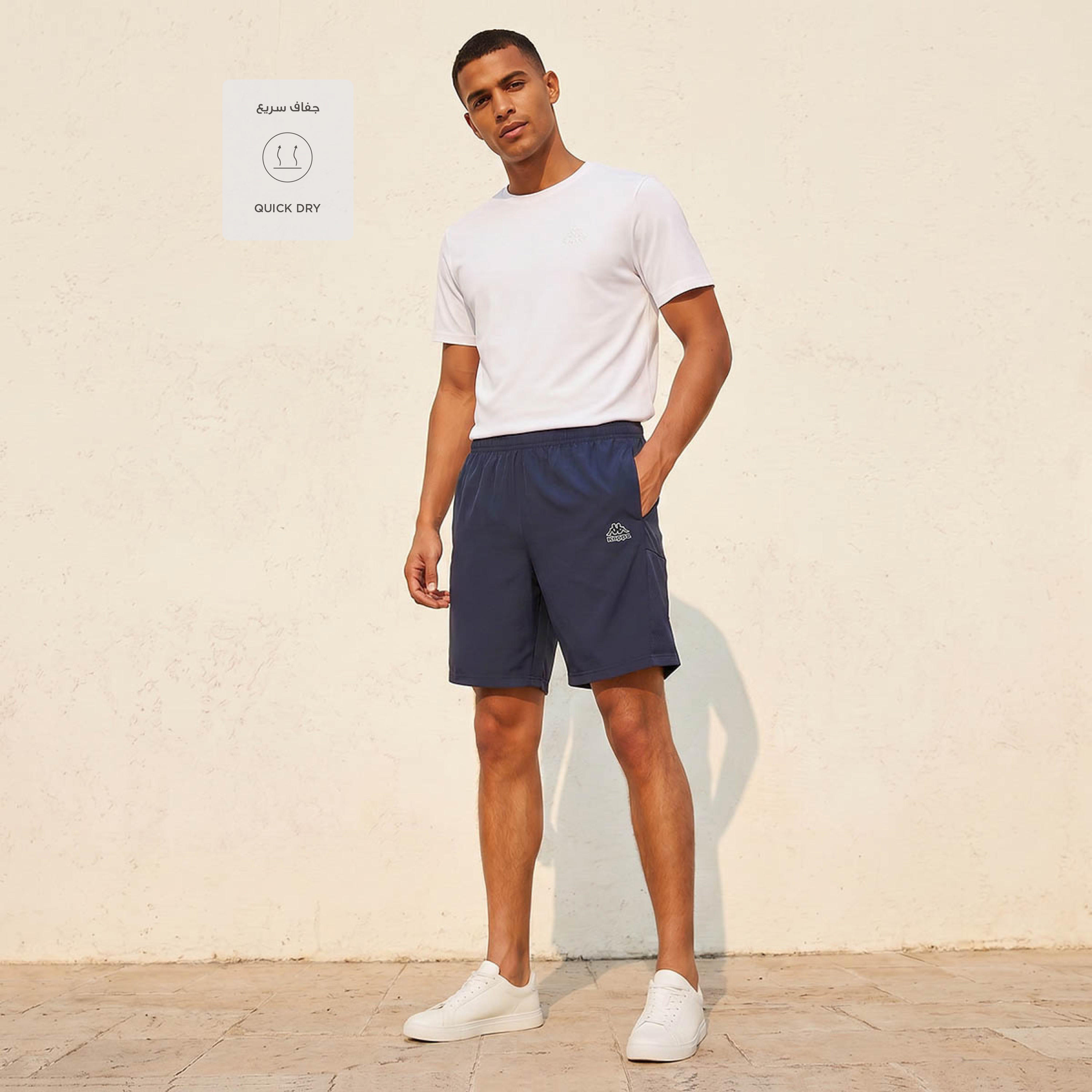شورت رياضي للرجال بأجزاء شبكية من كابا-men-clothing-bottoms-shorts-image-3