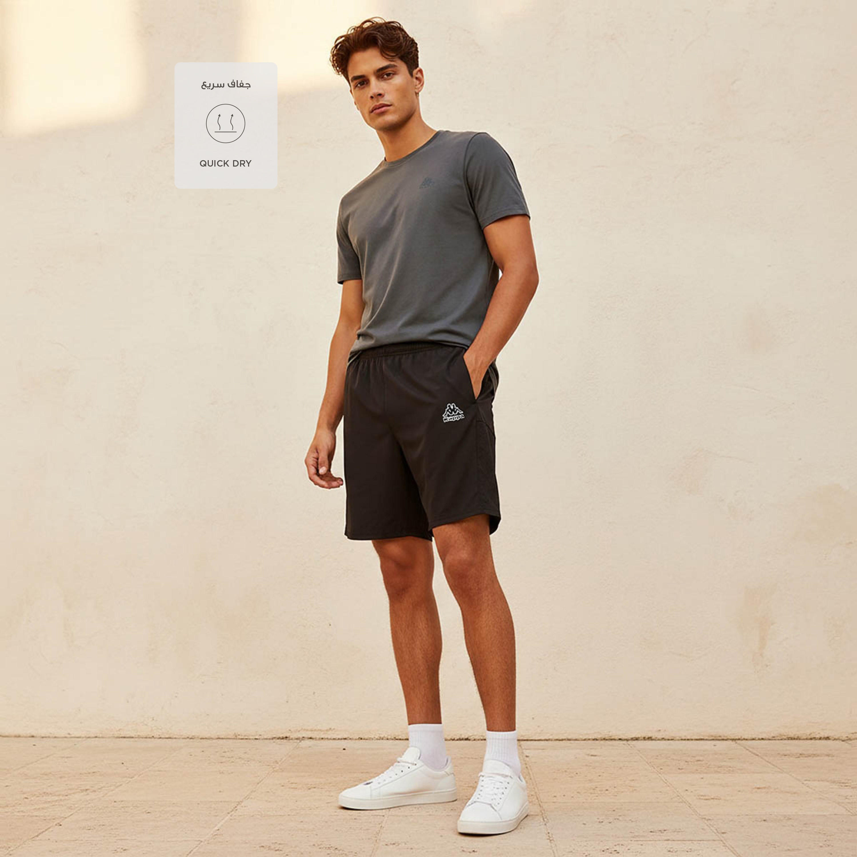 شورت رياضي للرجال بأجزاء شبكية من كابا-men-clothing-bottoms-shorts-image-3
